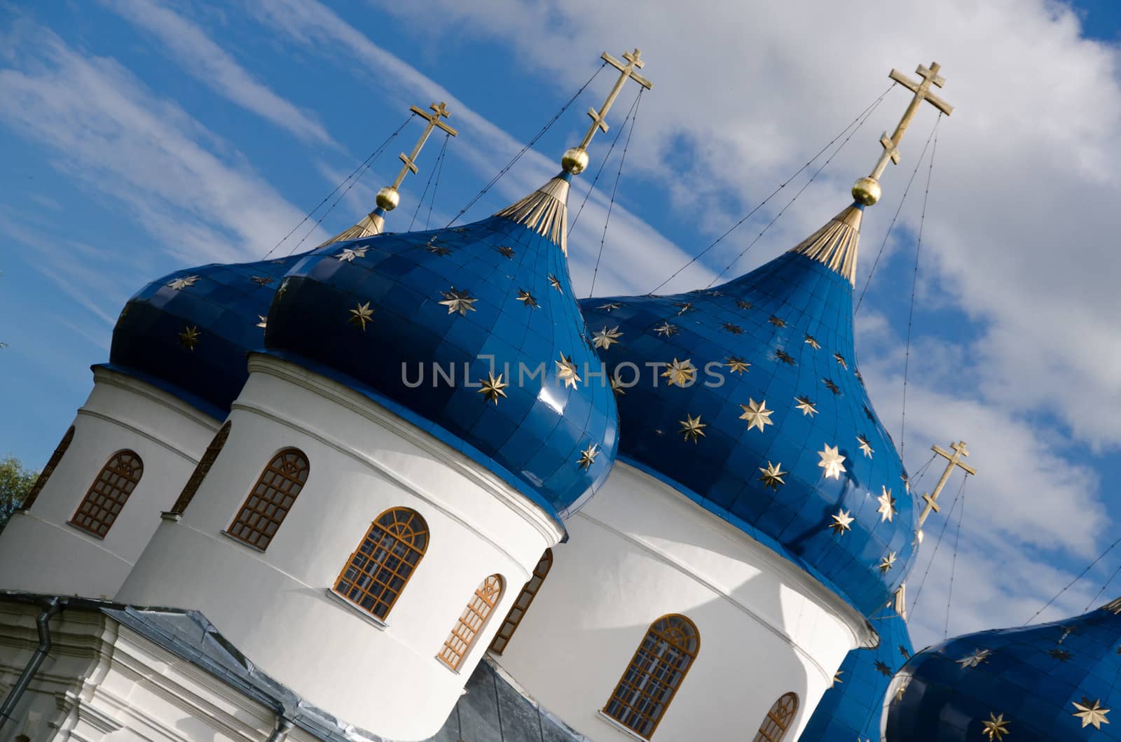 Onion domes of a Russian Orthodox church.