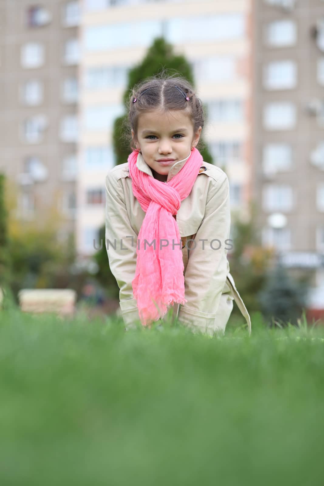 portrait of a beautiful girl in a pink scarf by andersonrise