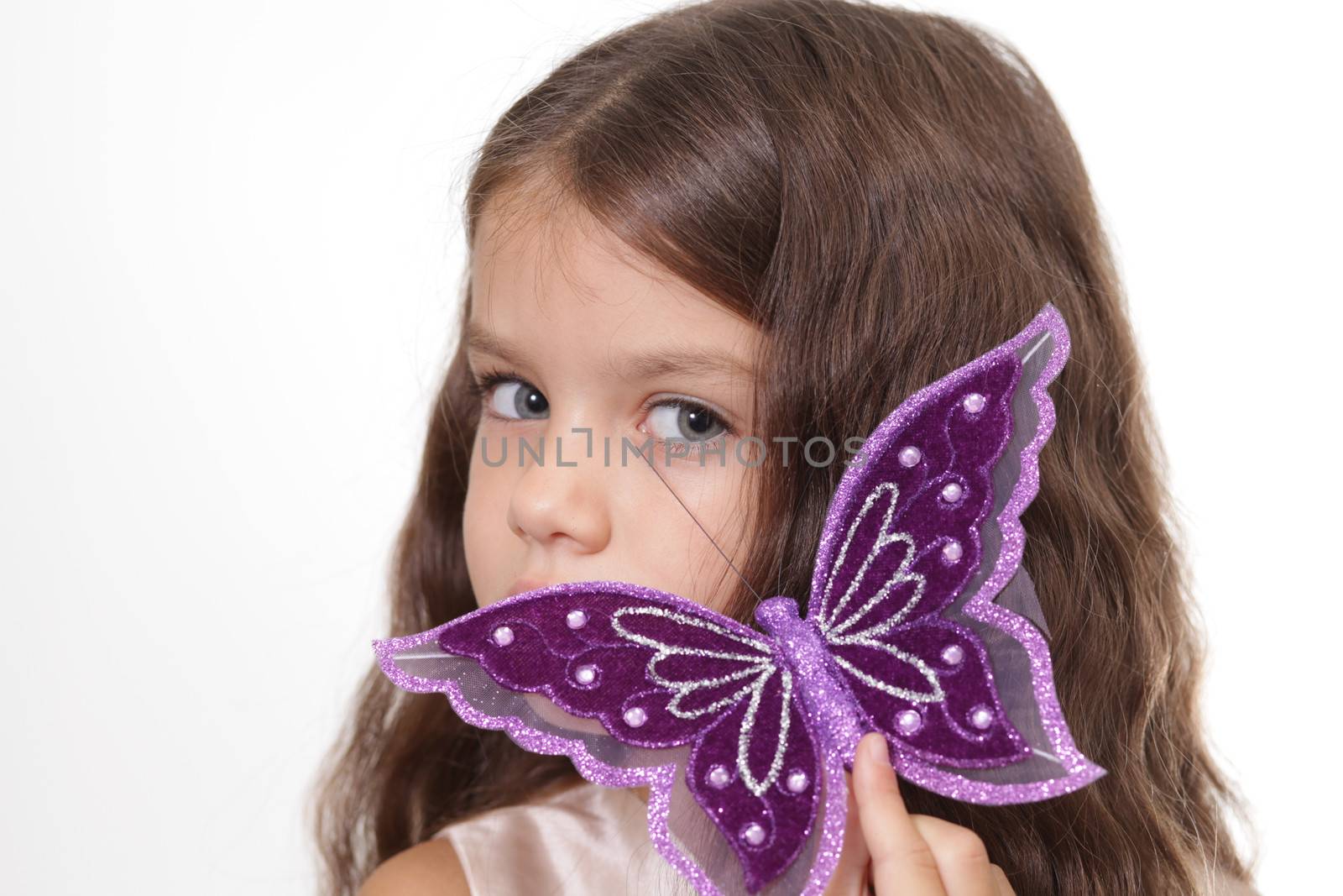 little girl with a butterfly in hands by andersonrise