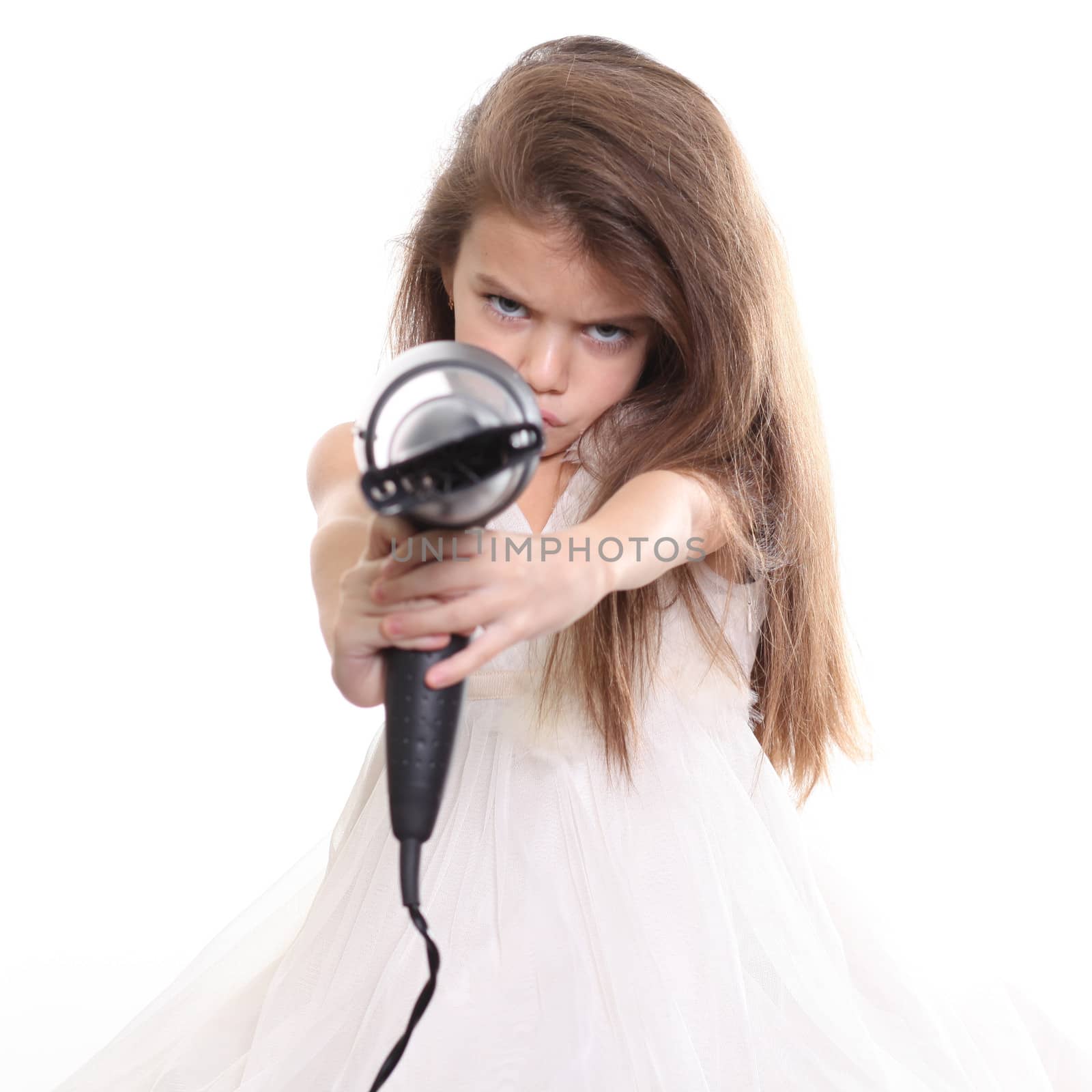 little girl posing with hair dryer by andersonrise