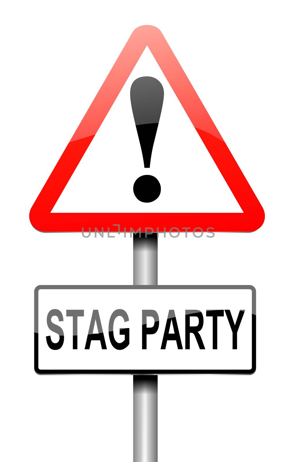 Illustration depicting a sign with a stag party concept.