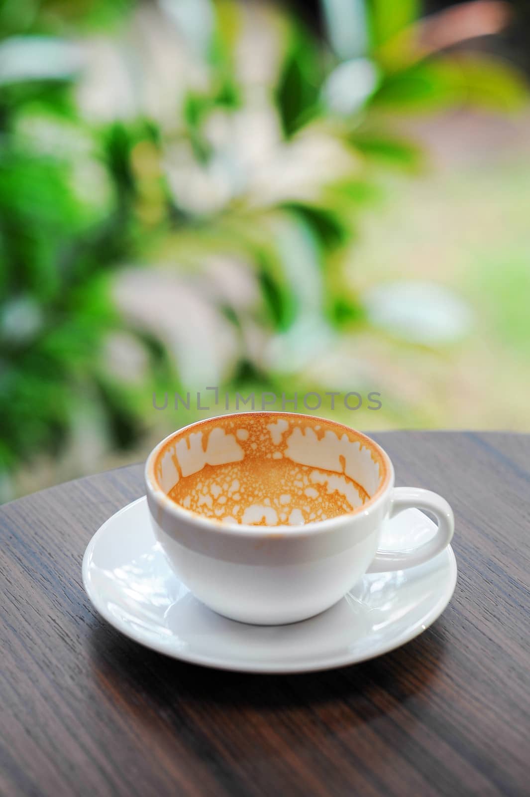 Empty cappuccino coffee cup