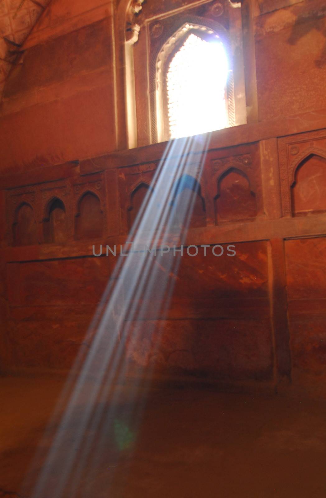 Agra Fort in India made of red sandstone and marble is a UNESCO World Heritage Site