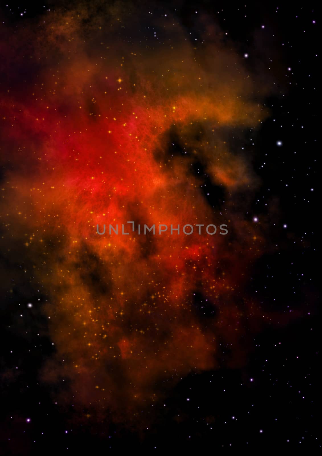Far being shone nebula and star field against space.
