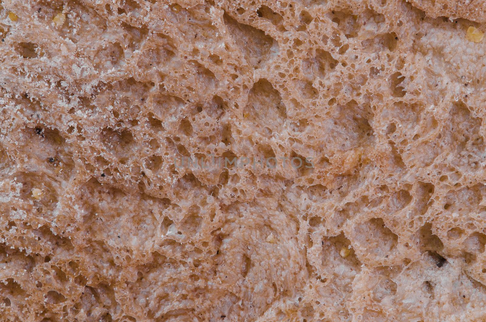 macro shoot of a brown bread crust texture extreme close up