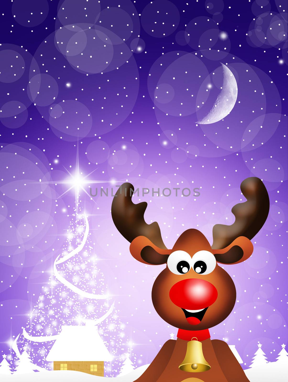 reindeer cartoon at Christmas