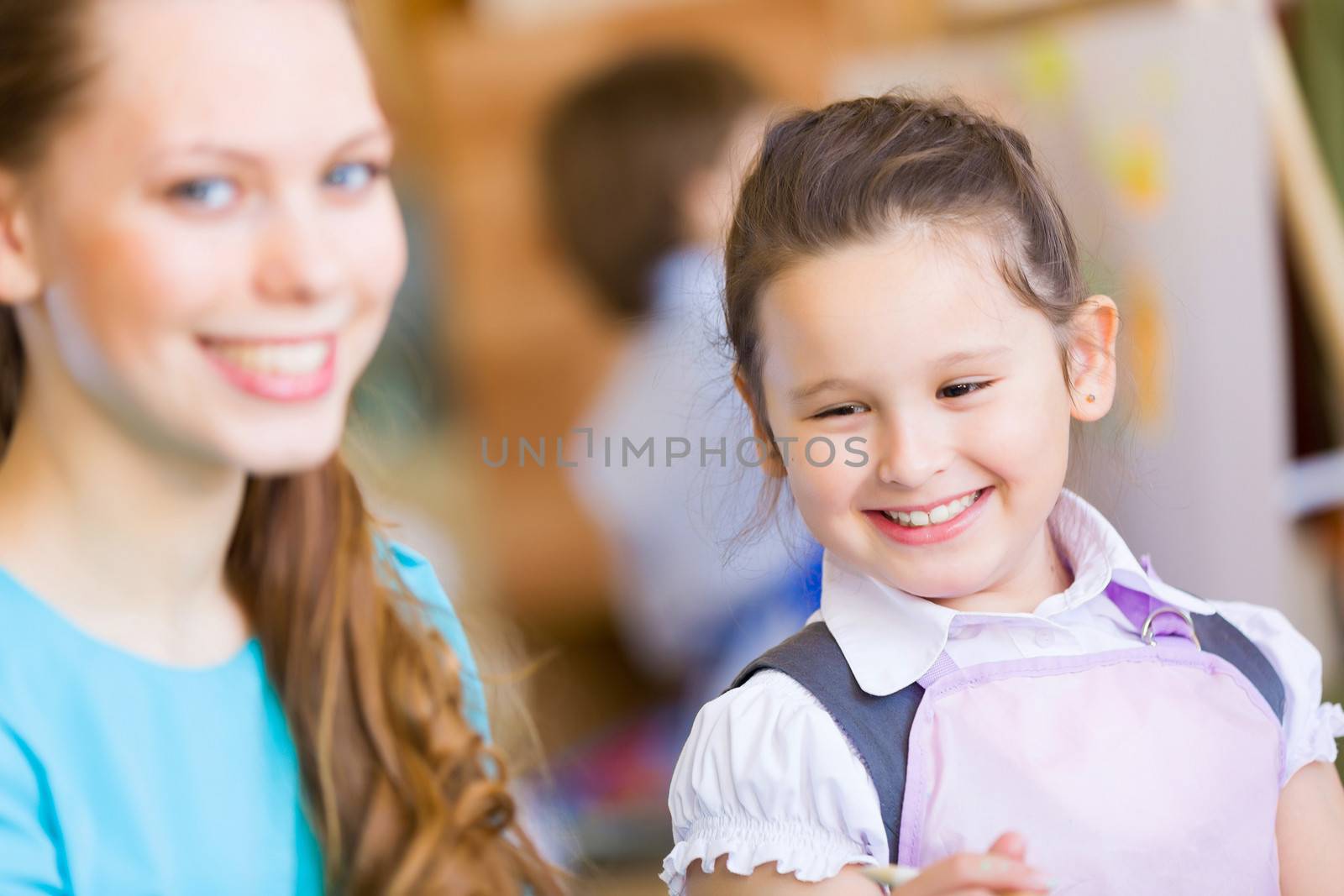 Cute girl and teacher by sergey_nivens