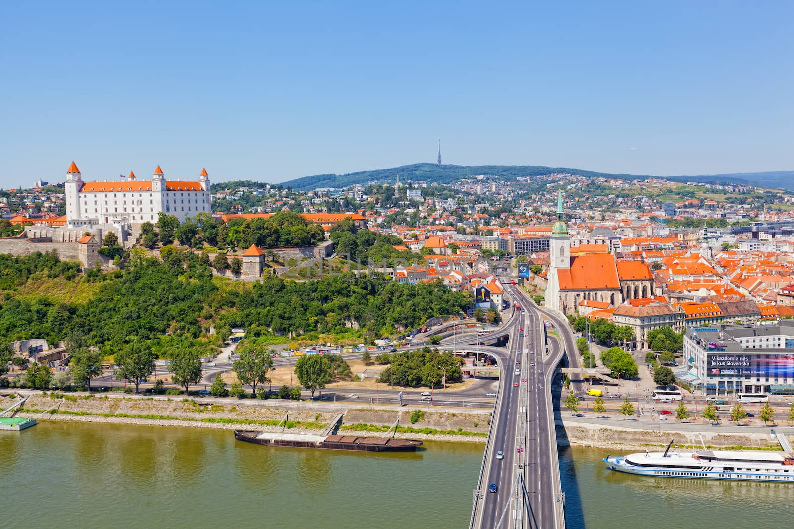 BRATISLAVA, SLOVAKIA-IYUL 27: View of the old castle in Bratislava, Slovakia, July 27, 2013. Bratislava is the only capital of the world which directly borders on two other states � Austria and Hungary.