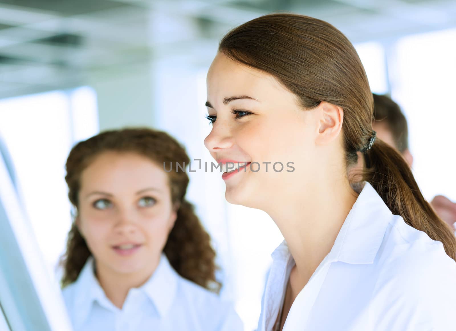 friendly businessmen discussing a joint task, team work