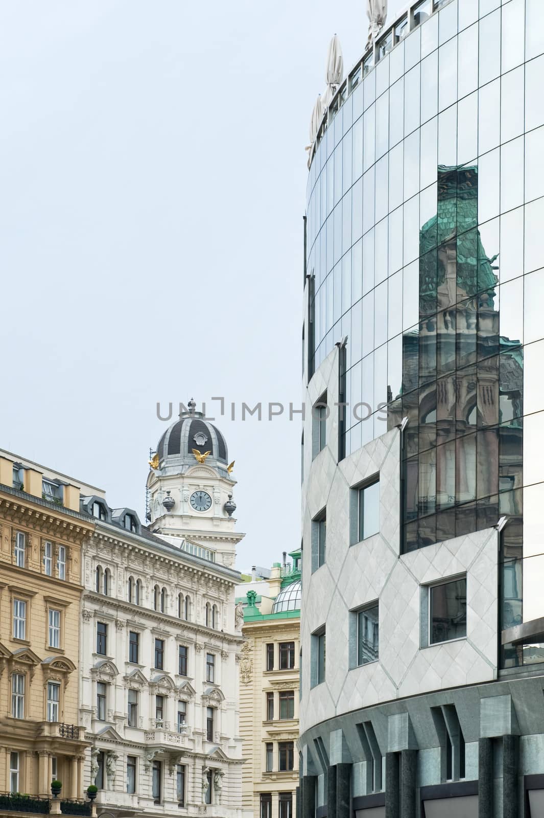 reflection of old buildings in Vienna