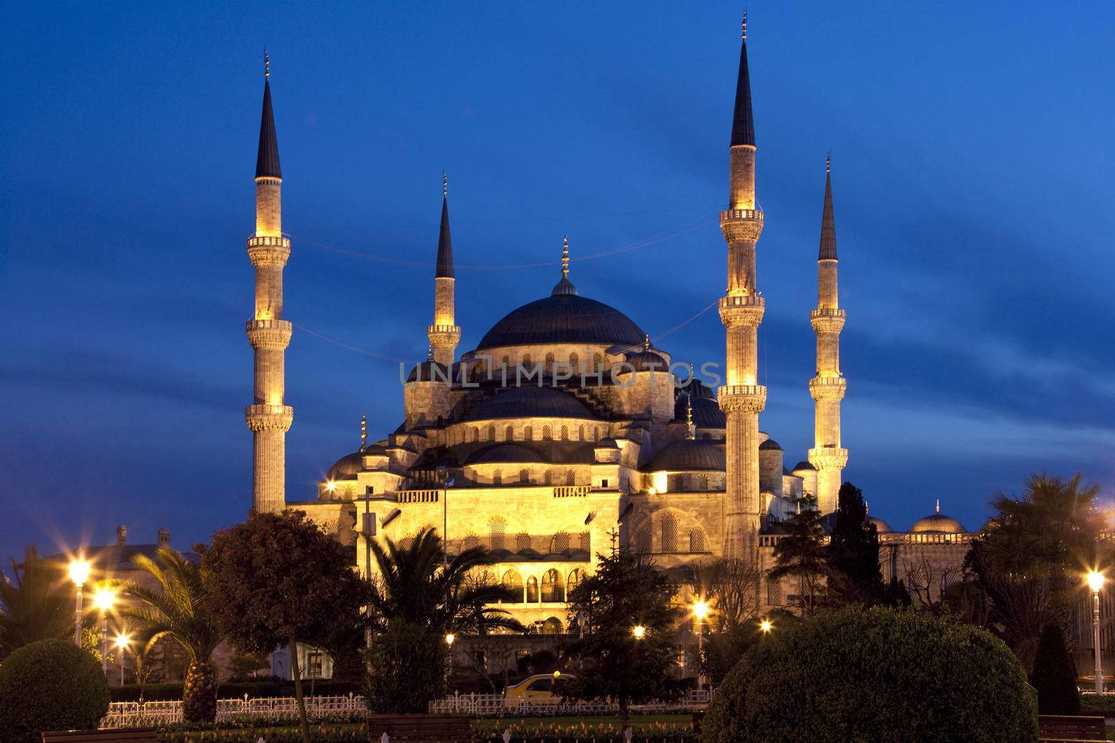 The Blue Mosque (Sultan Ahmet Camii Mosque) in the Sultanahmet area of Istanbul in Turkey. Built between 1609 and 1616 by Mehmet Aga the imperial architect.