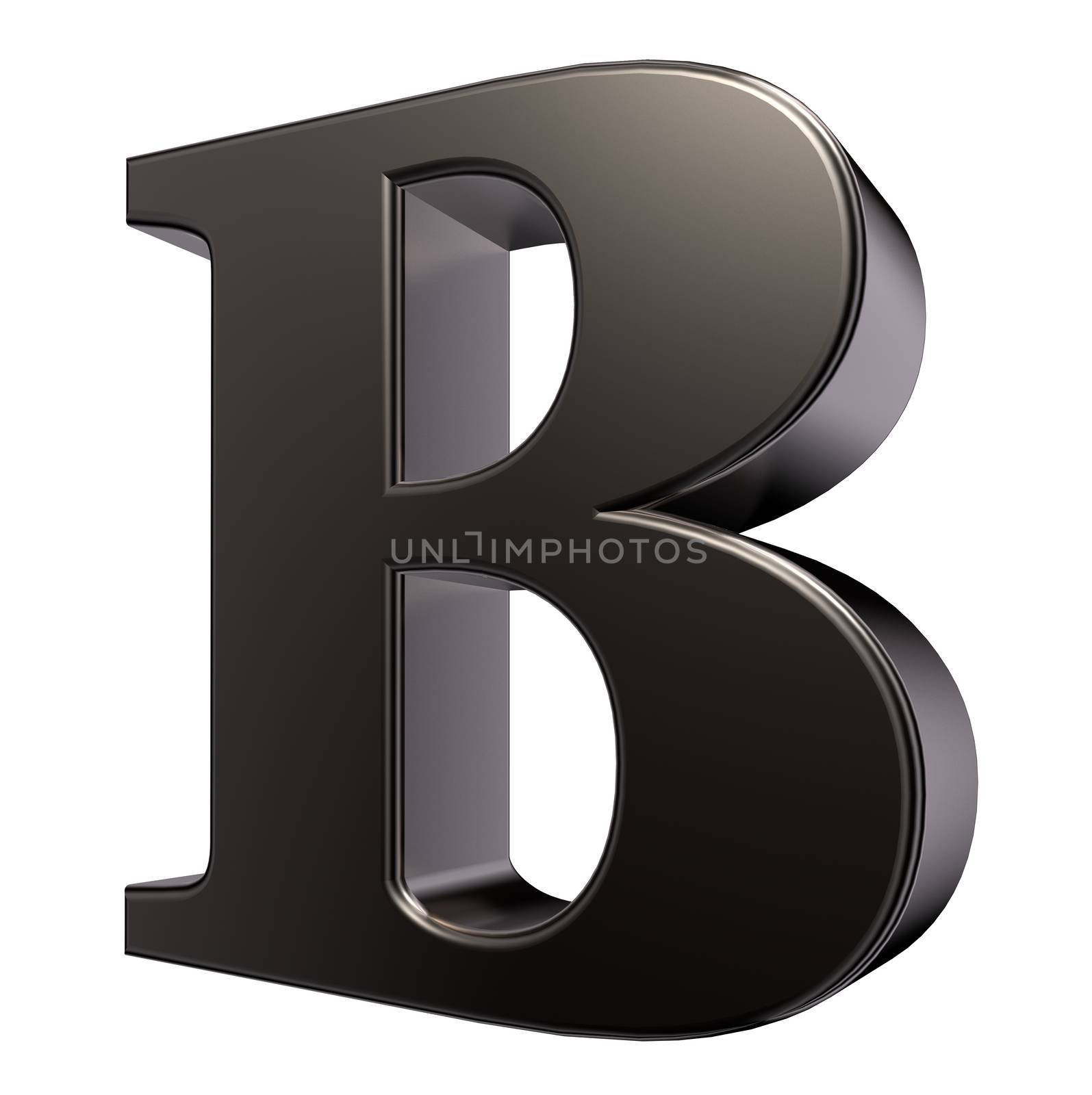 metal letter b on white background - 3d illustration