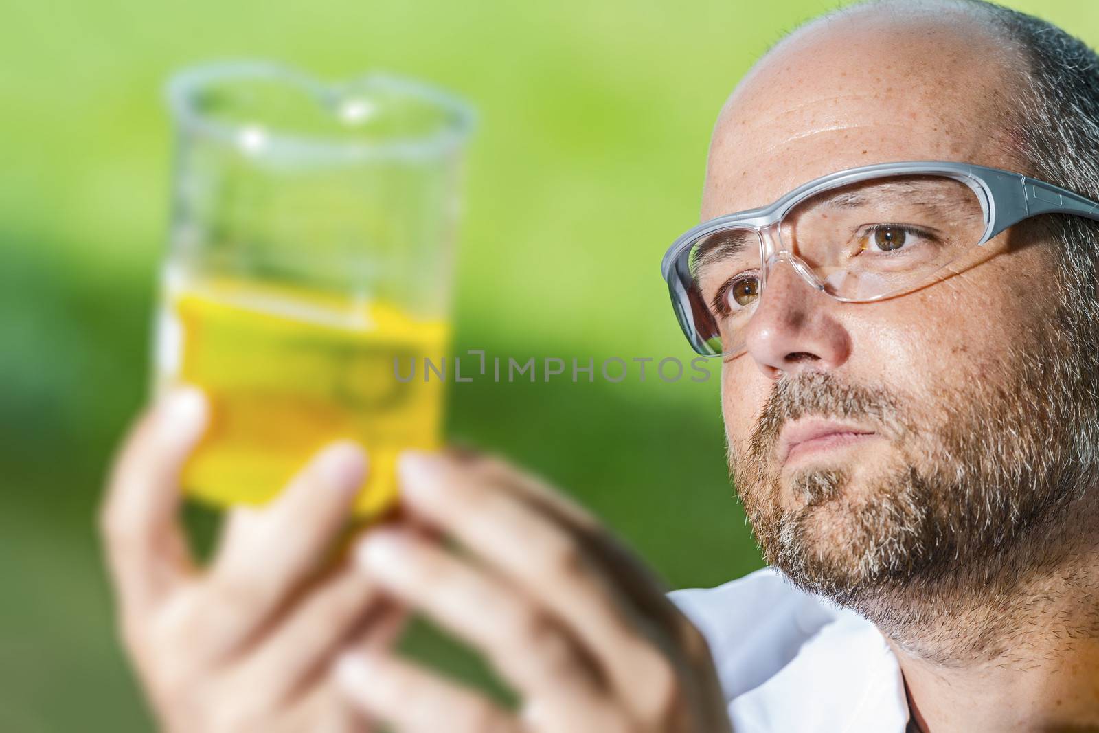 Scientific chemistry laboratory investigated in a liquid measuring cup