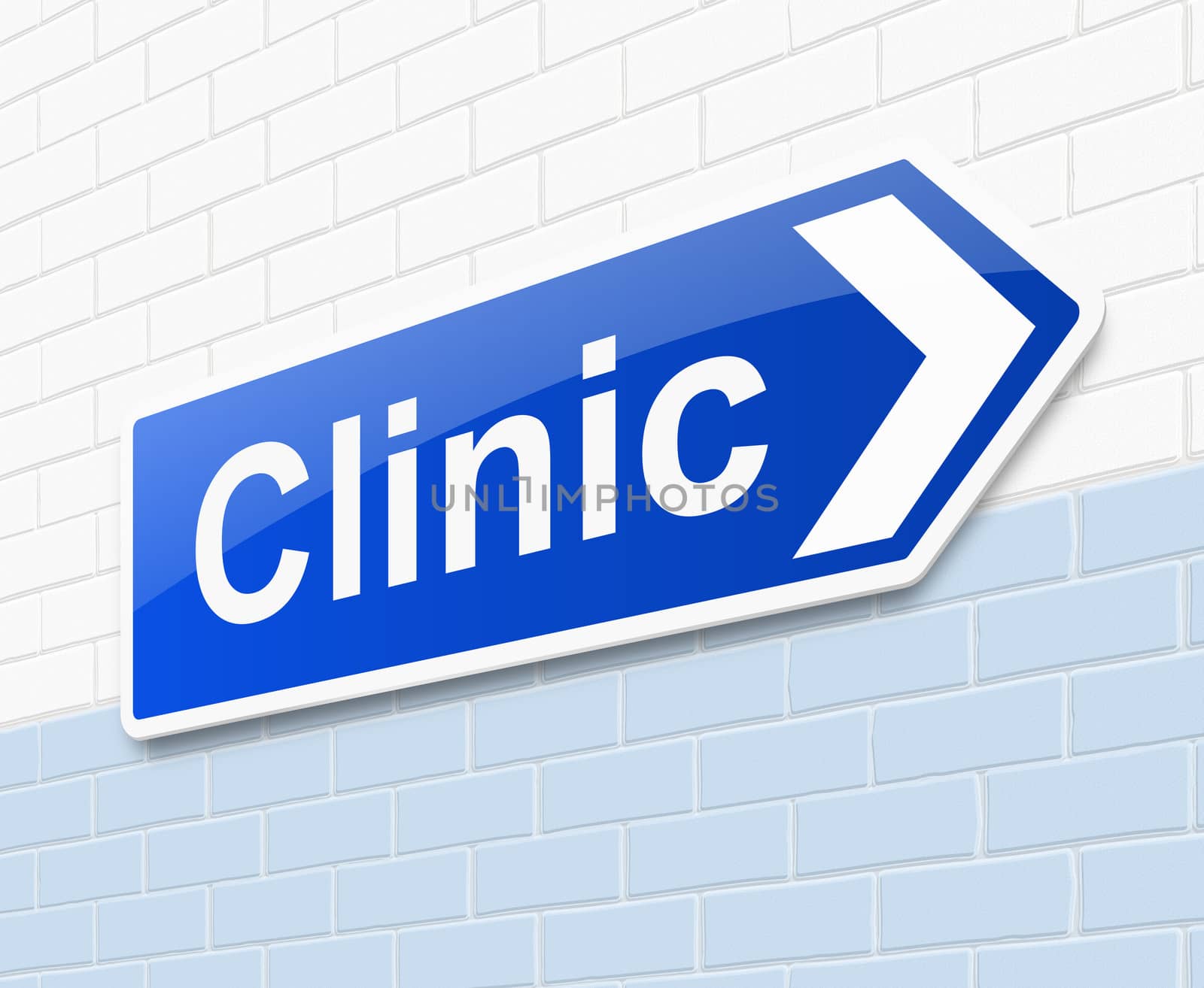 Illustration depicting a sign directing to clinic.