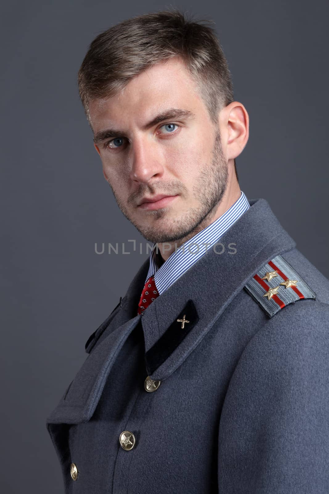 close-up portrait of Russian military officer