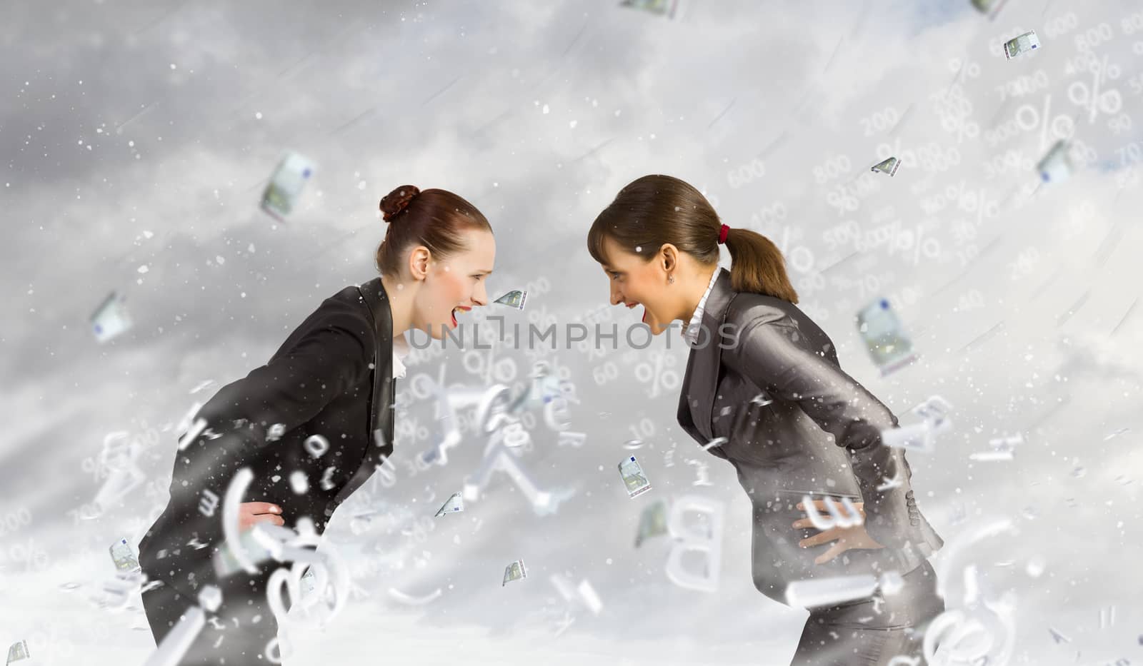 Image of two businesswomen in anger shouting at each other