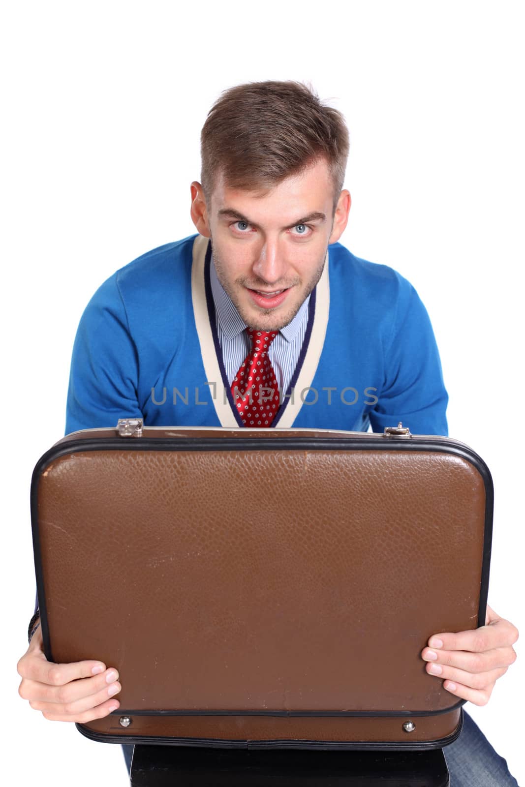businessman holding open briefcase in hands by andersonrise