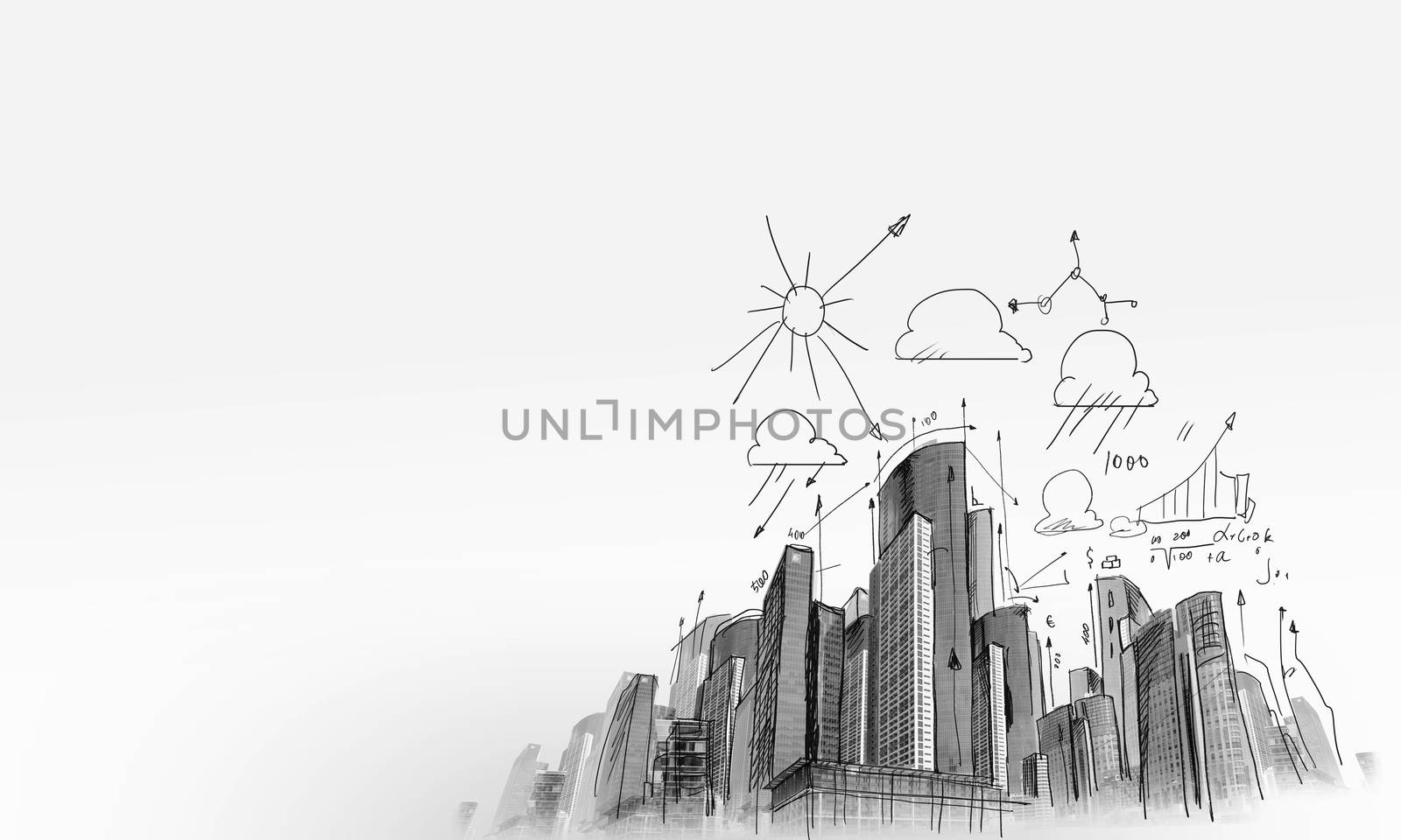 Background sketch image with building plan and strategy