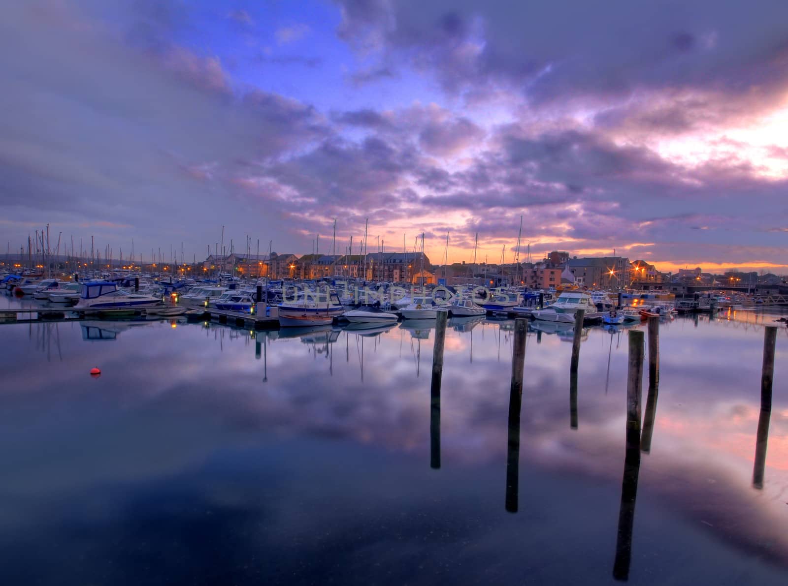 Dorset, weymouth marina at sunset, England, UK