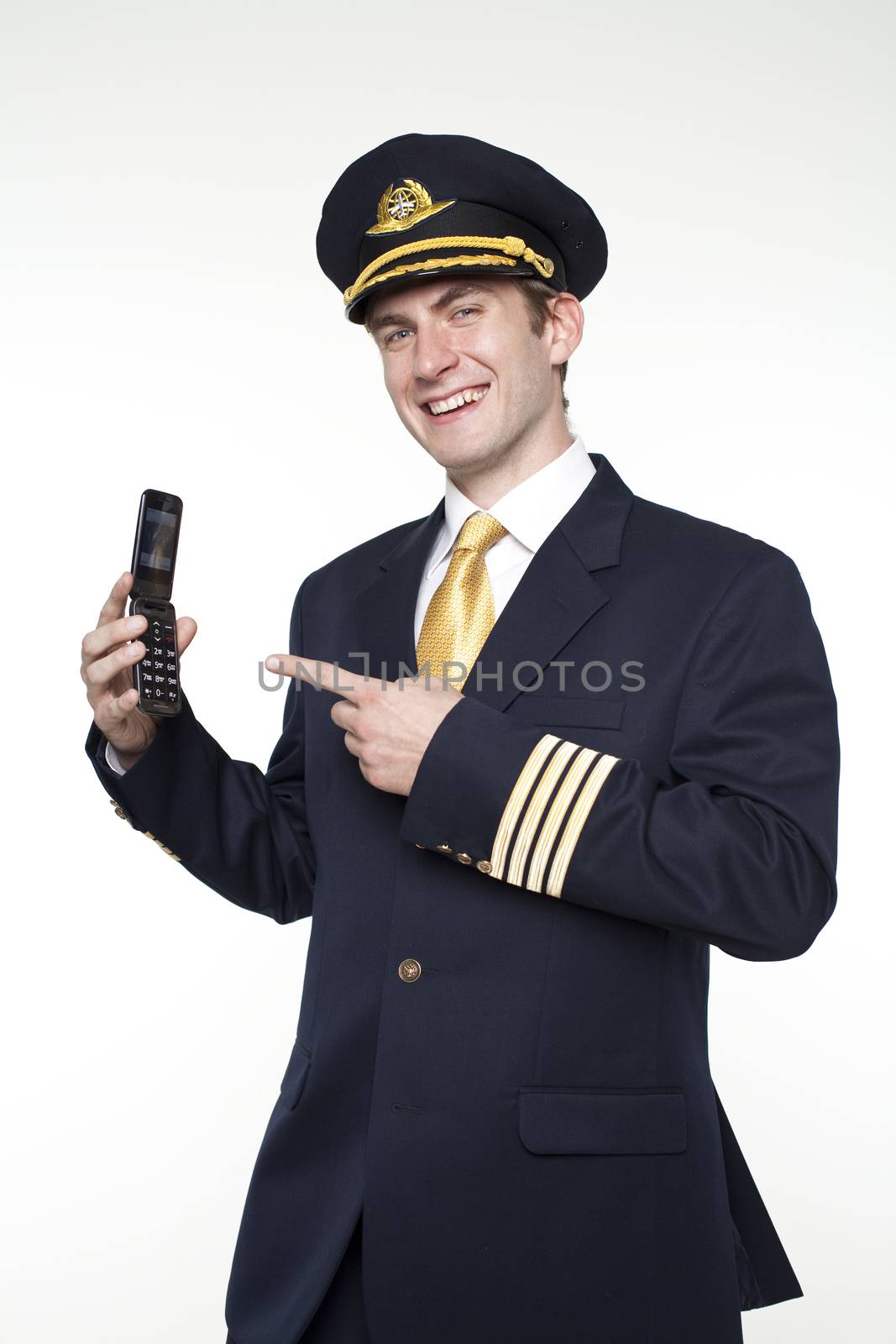 Young man in the form of a passenger plane pilot by andersonrise