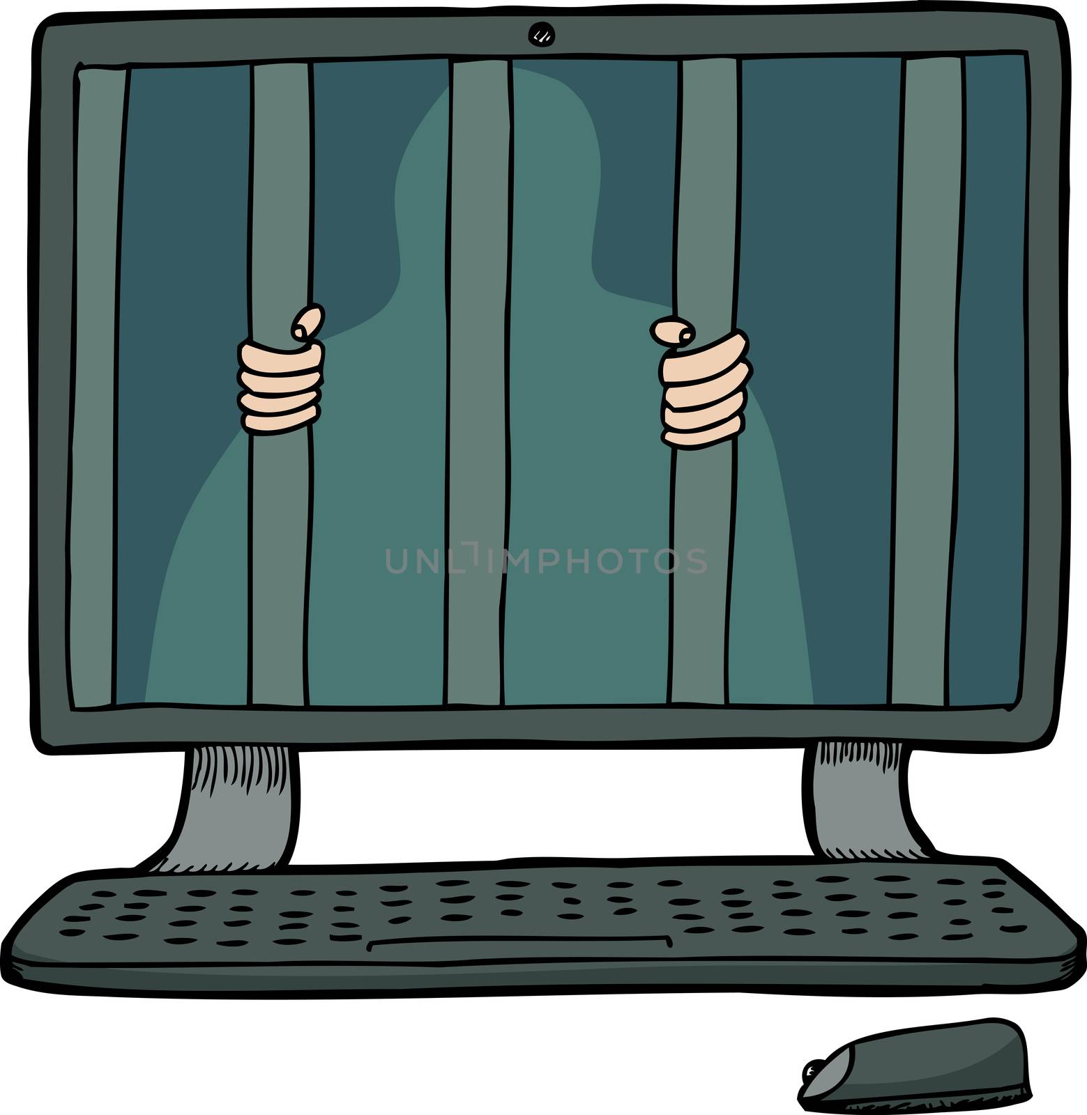 Prisoner Inside a Computer by TheBlackRhino