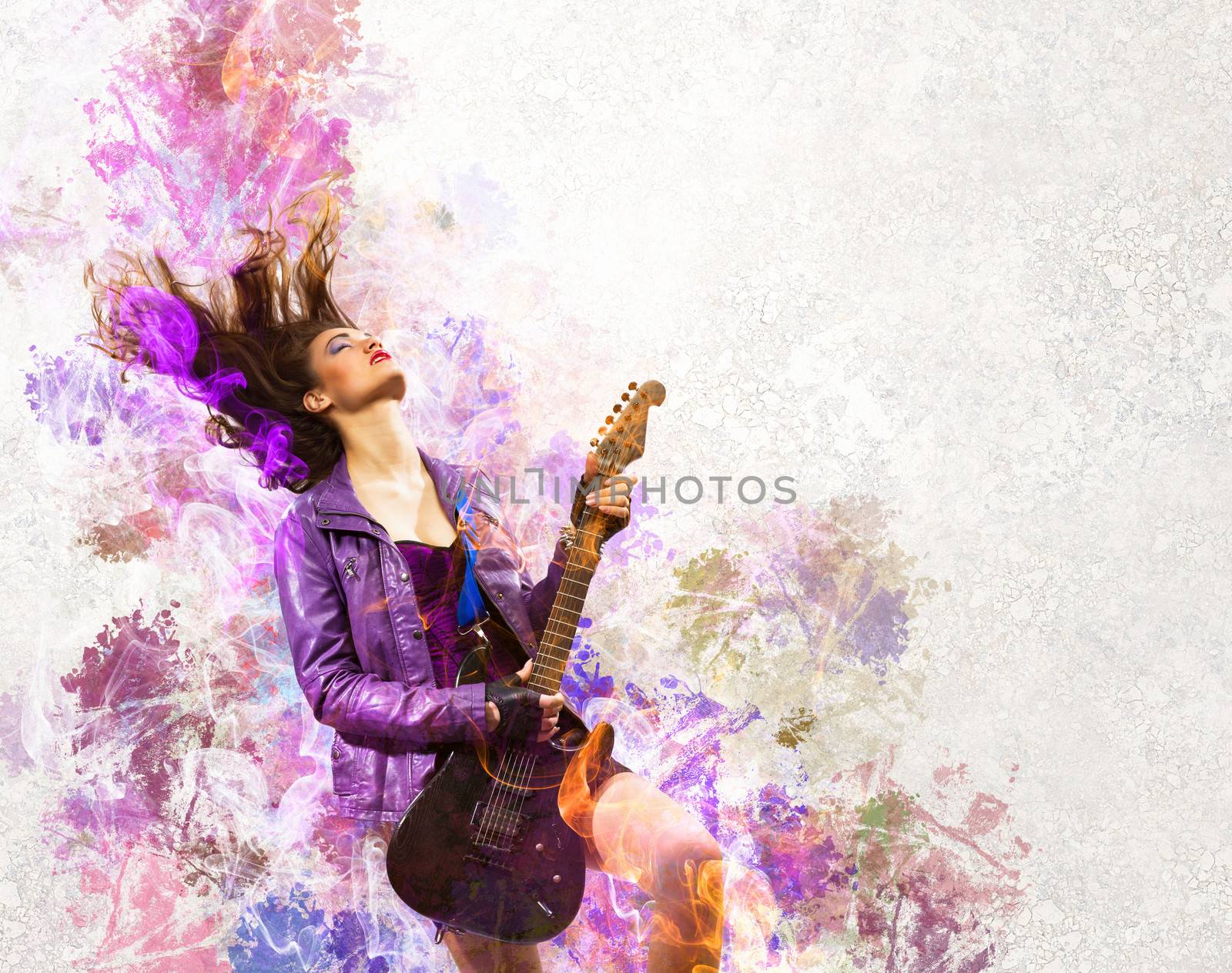 Rock passionate girl with black wings by sergey_nivens