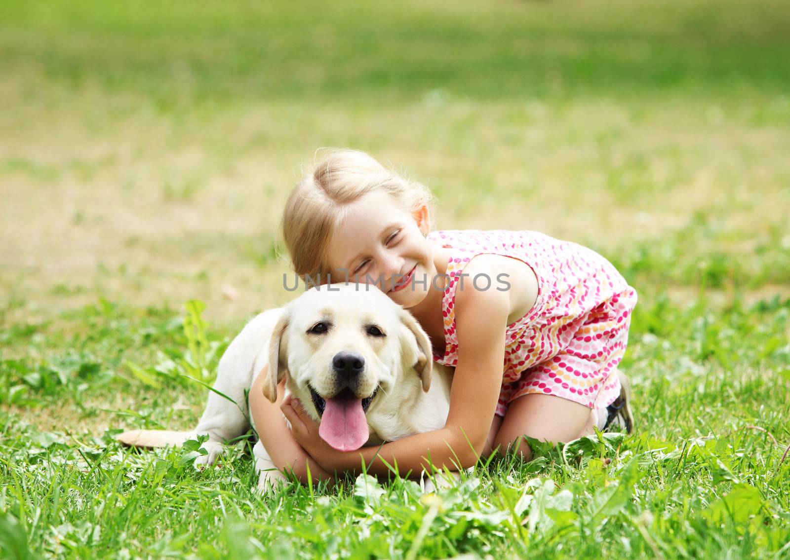 little girl with her dog by sergey_nivens