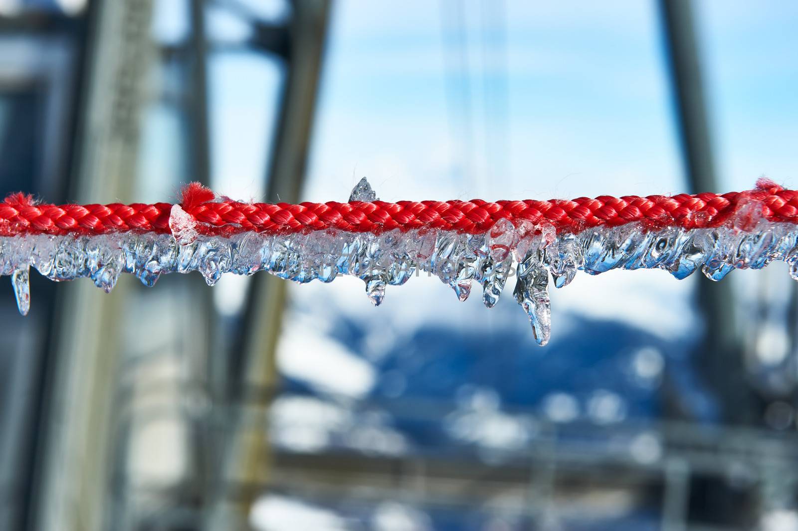 Rope with icicles, Meribel, Alps, France