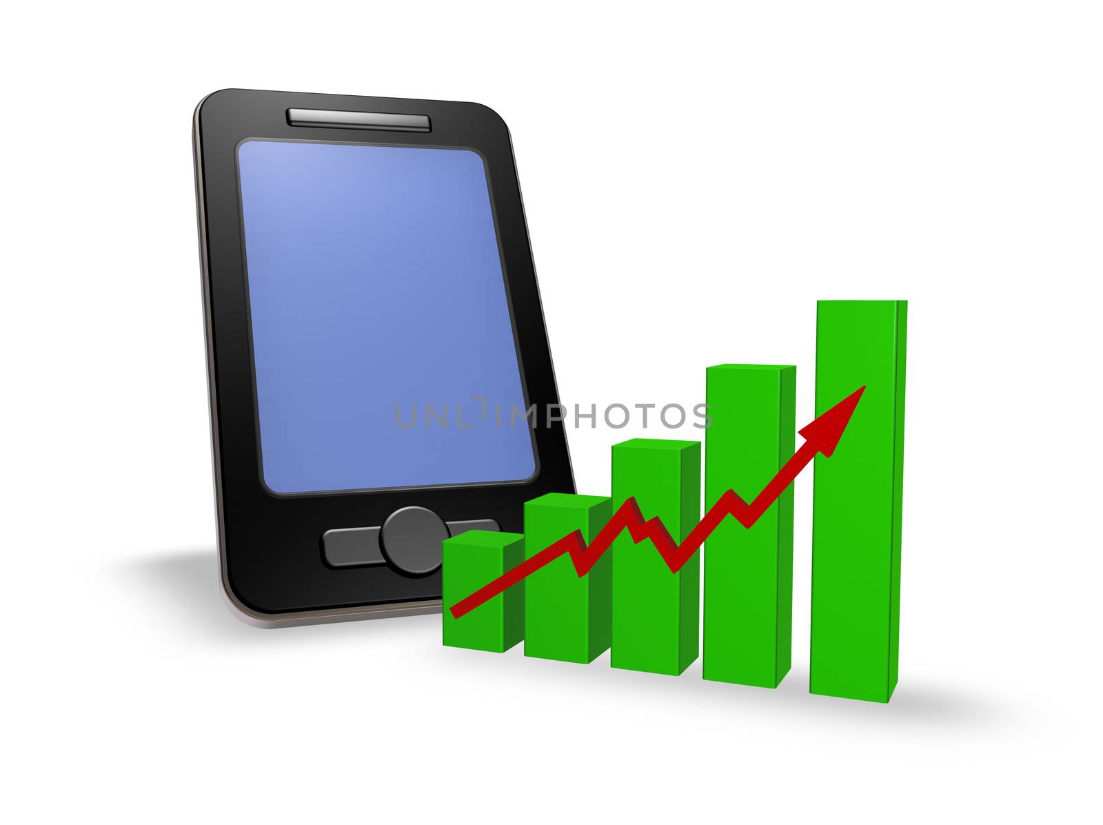 smartphone and business graph - 3d illustration