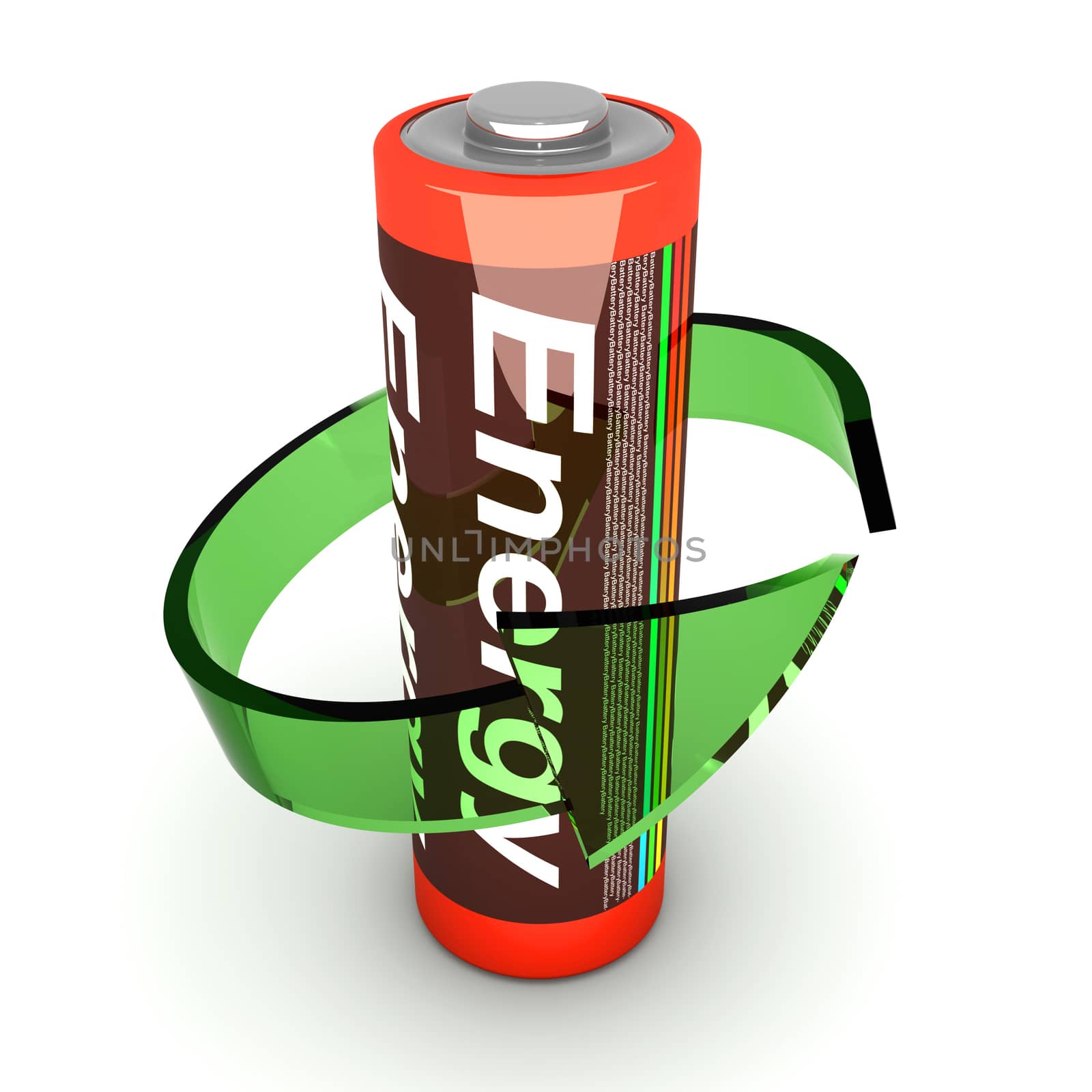 3D rendered Illustration. Isolated on white. An AA Battery.