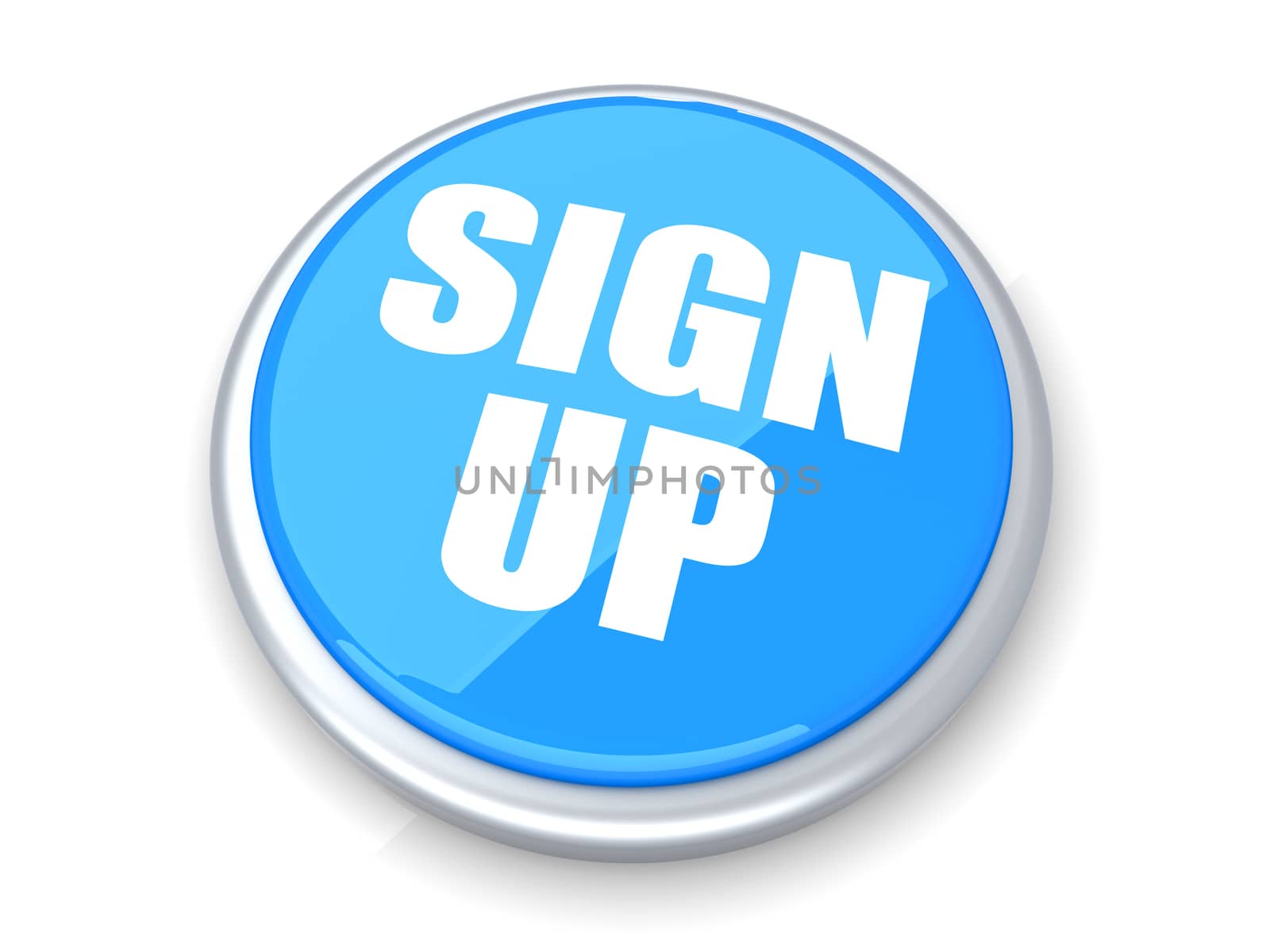 Sign up button. 3D rendered illustration. Isolated on white.