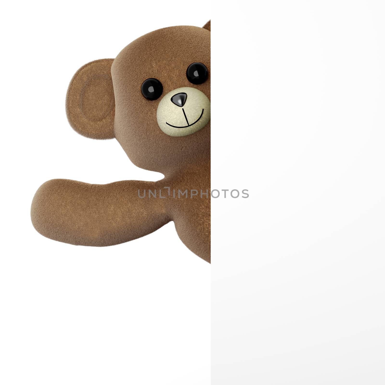 A greeting Teddy bear. 3d rendered Illusttration.