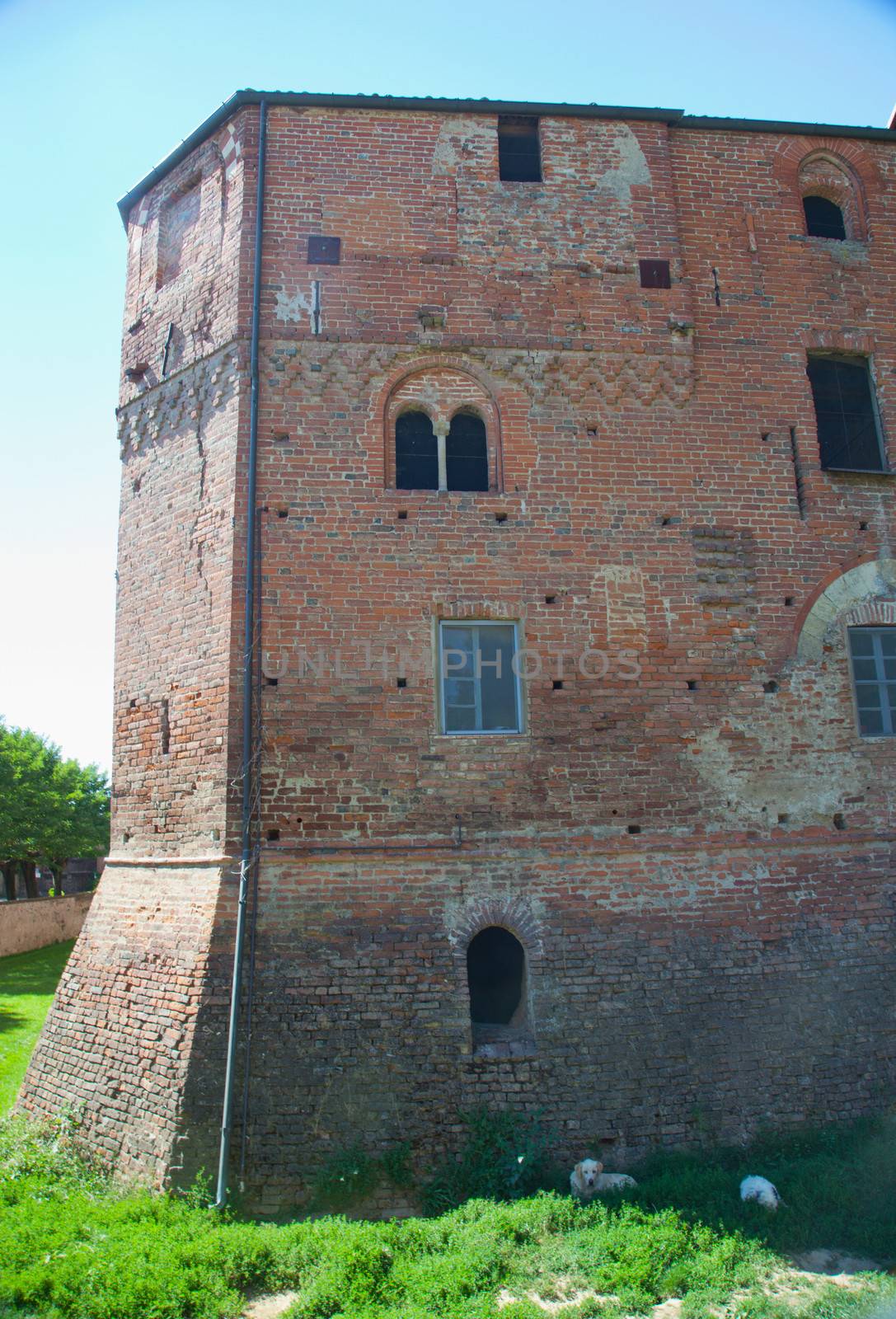 View of Italian castle of Giarole in Piedmont