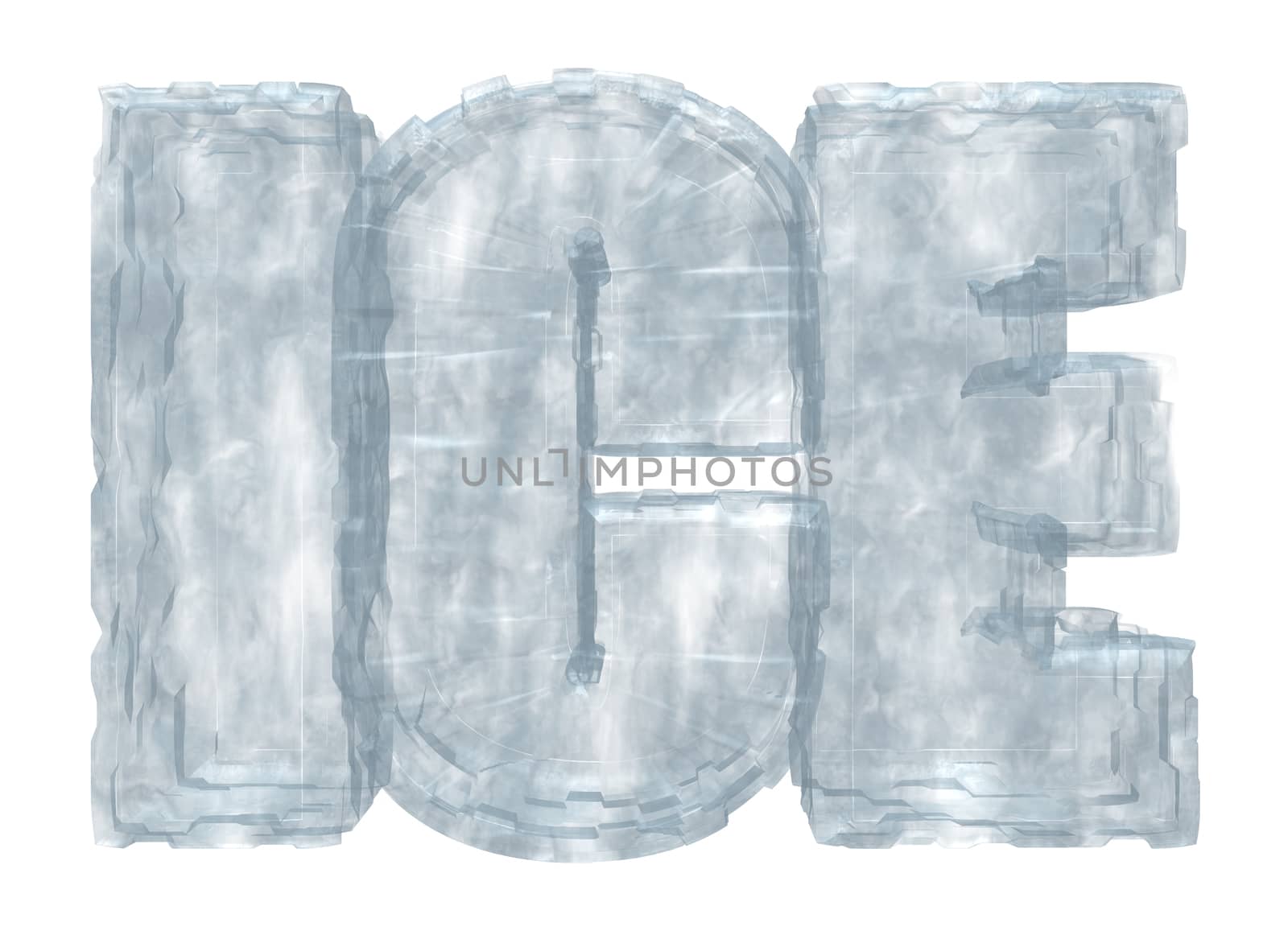the word ice on white background - 3d illustration