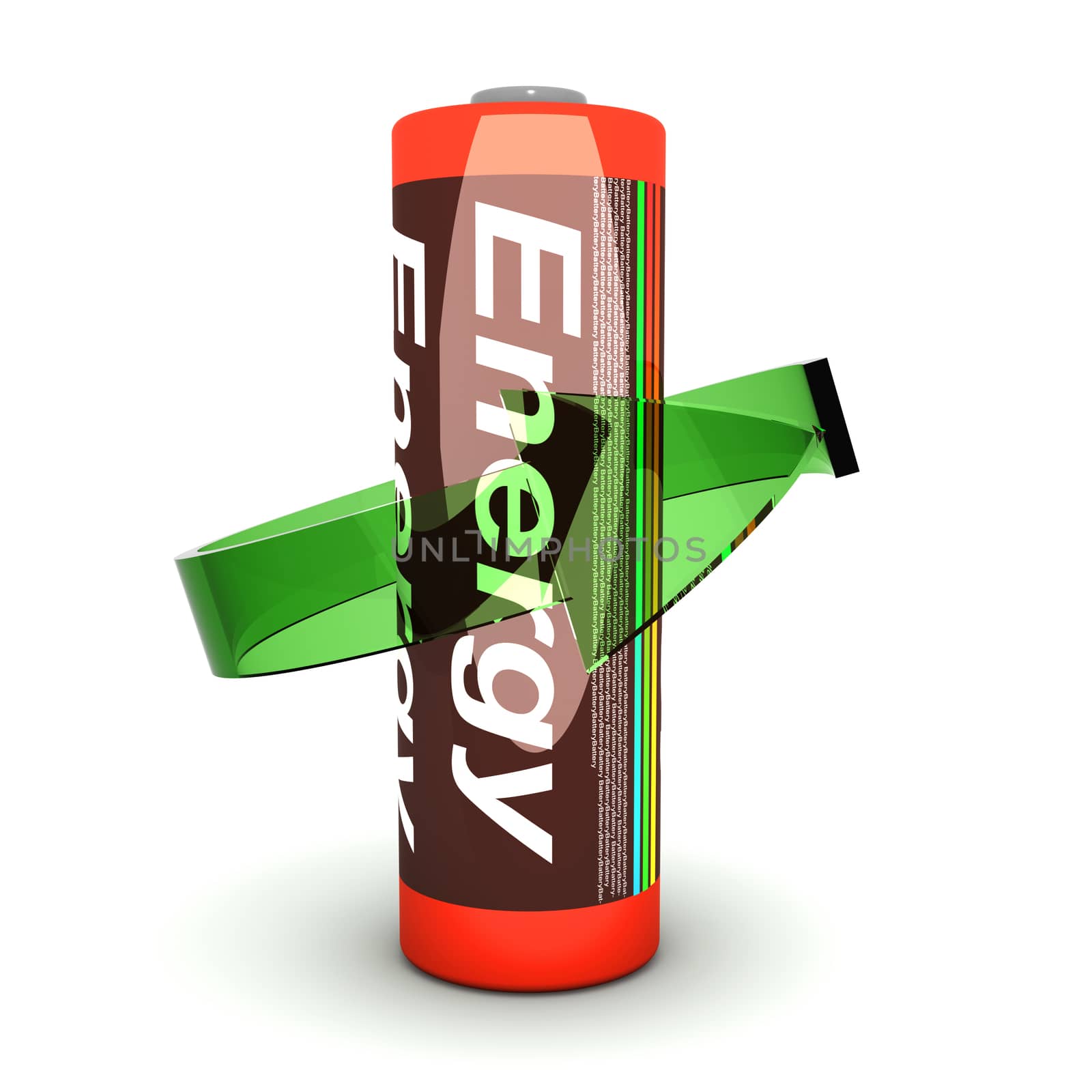 3D rendered Illustration. Isolated on white. An AA Battery.