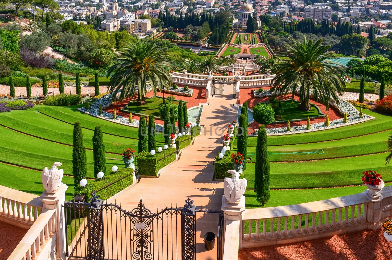 A beautiful picture of the Bahai Gardens in Haifa Israel.
