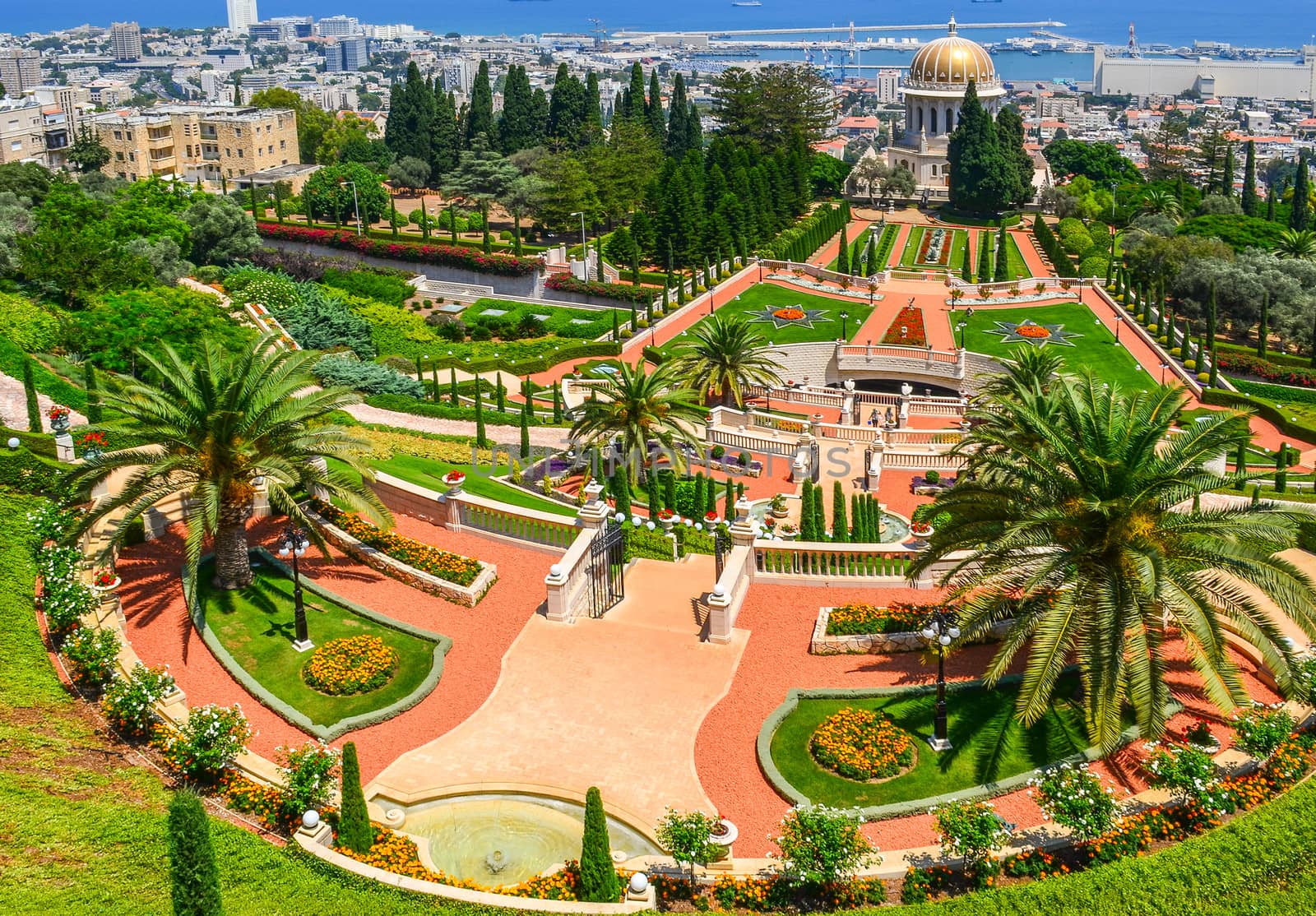 A beautiful picture of the Bahai Gardens in Haifa Israel.