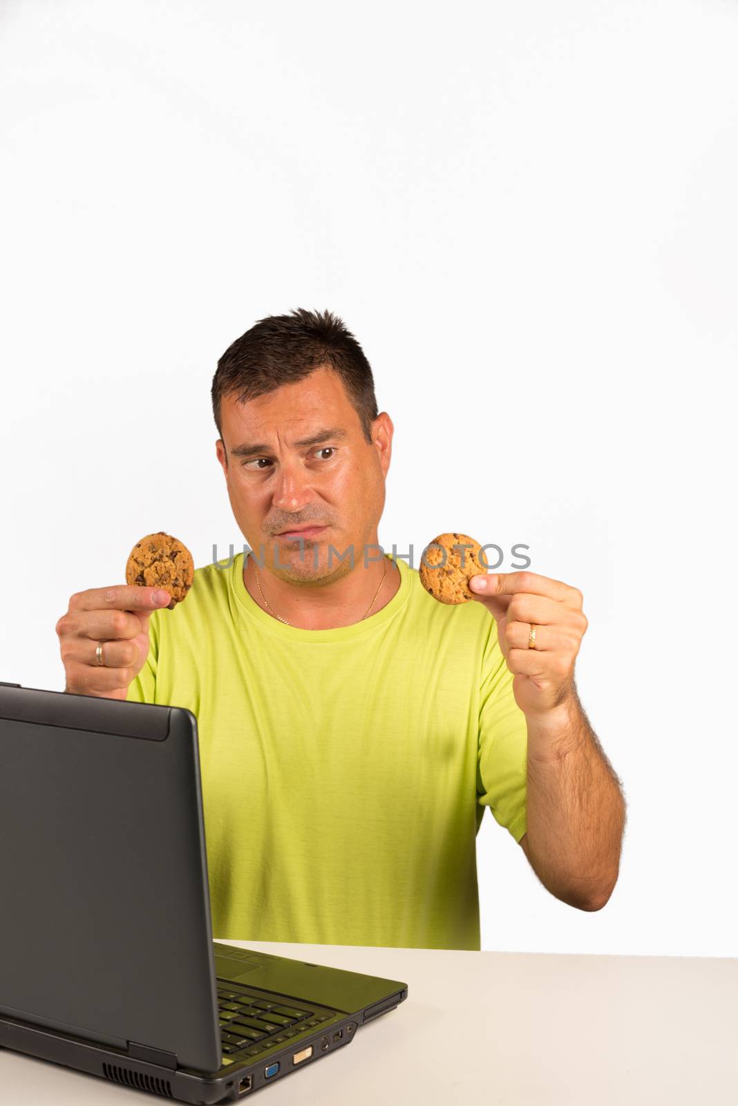 Stupid male repairing a computer