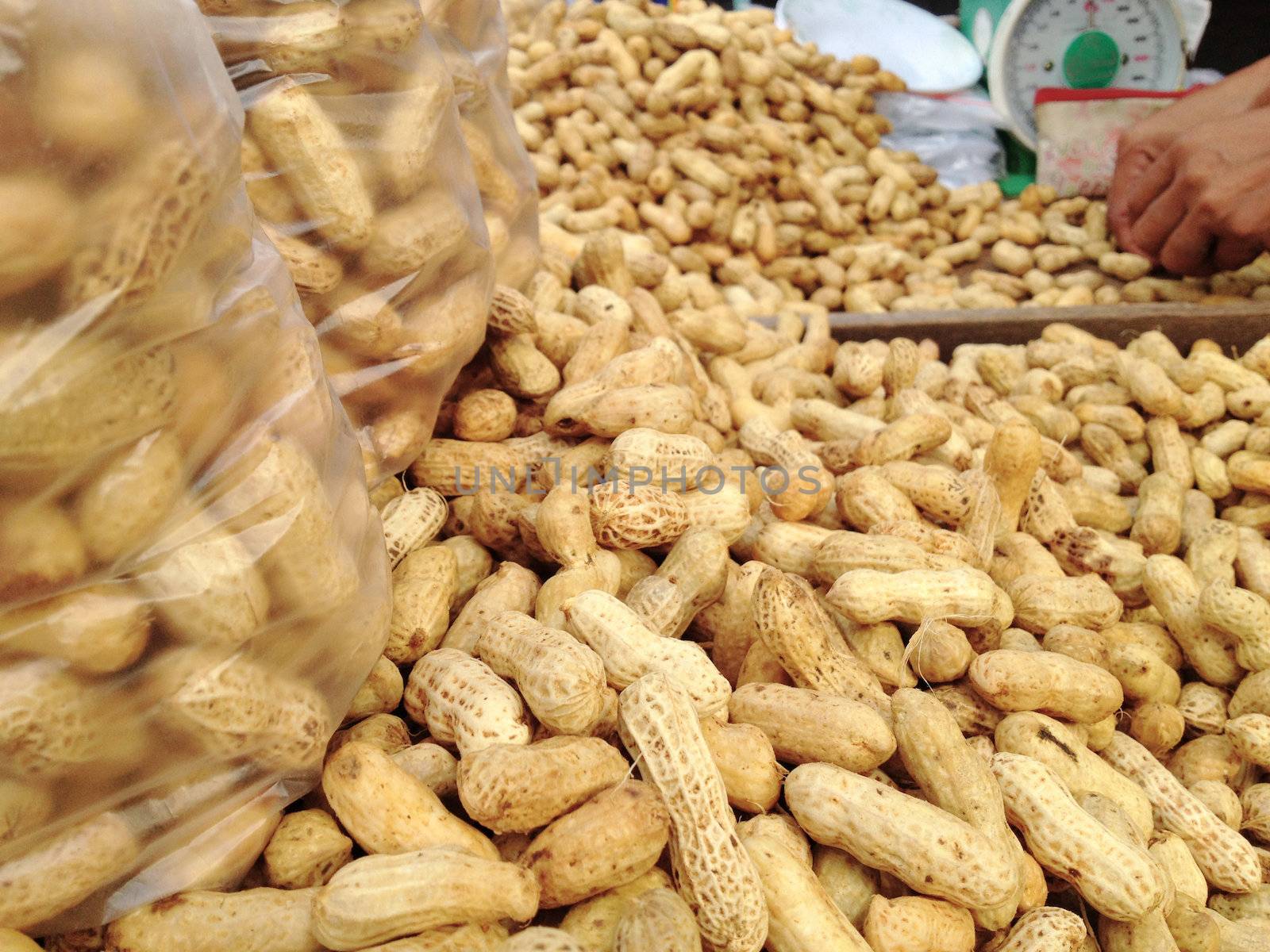 boiled peanuts background,kind of Thai sweetmeat, is a popular form of street food in Thailand.