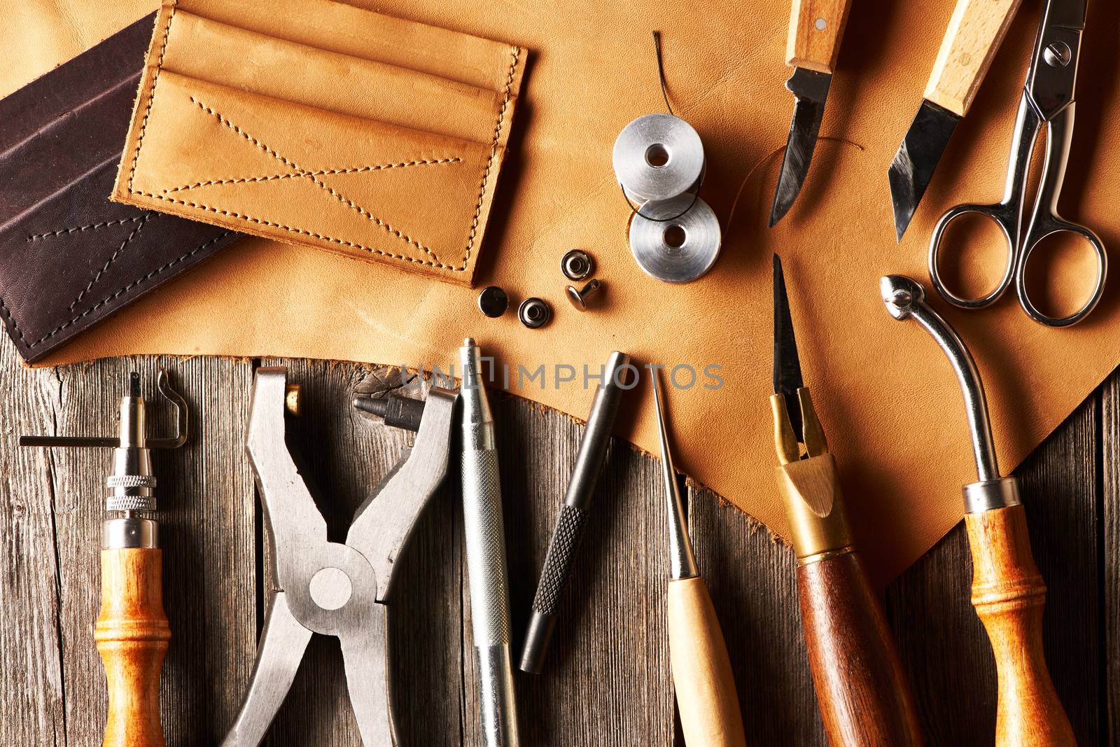 Leather crafting tools still life