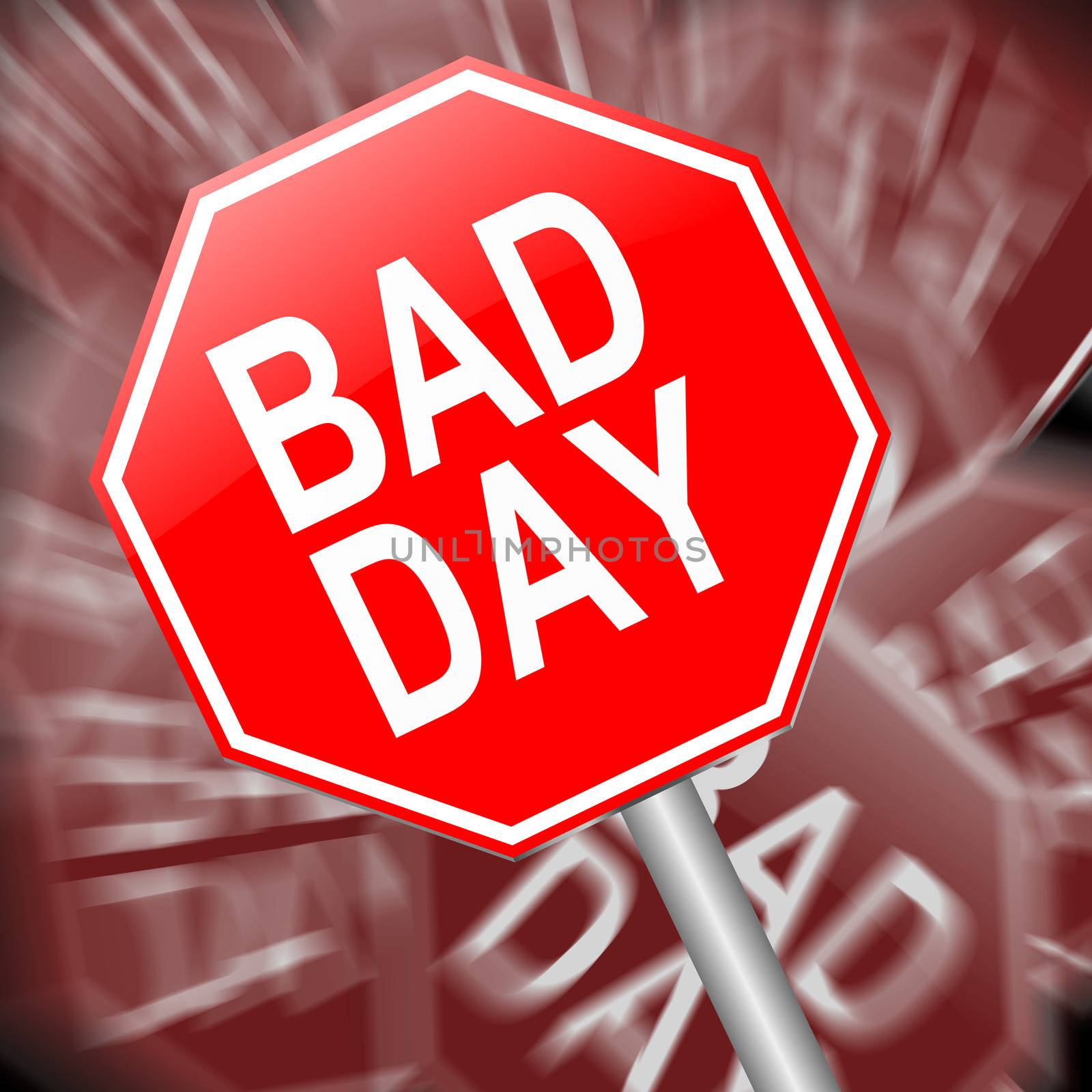 Illustration depicting a sign with a bad day concept.