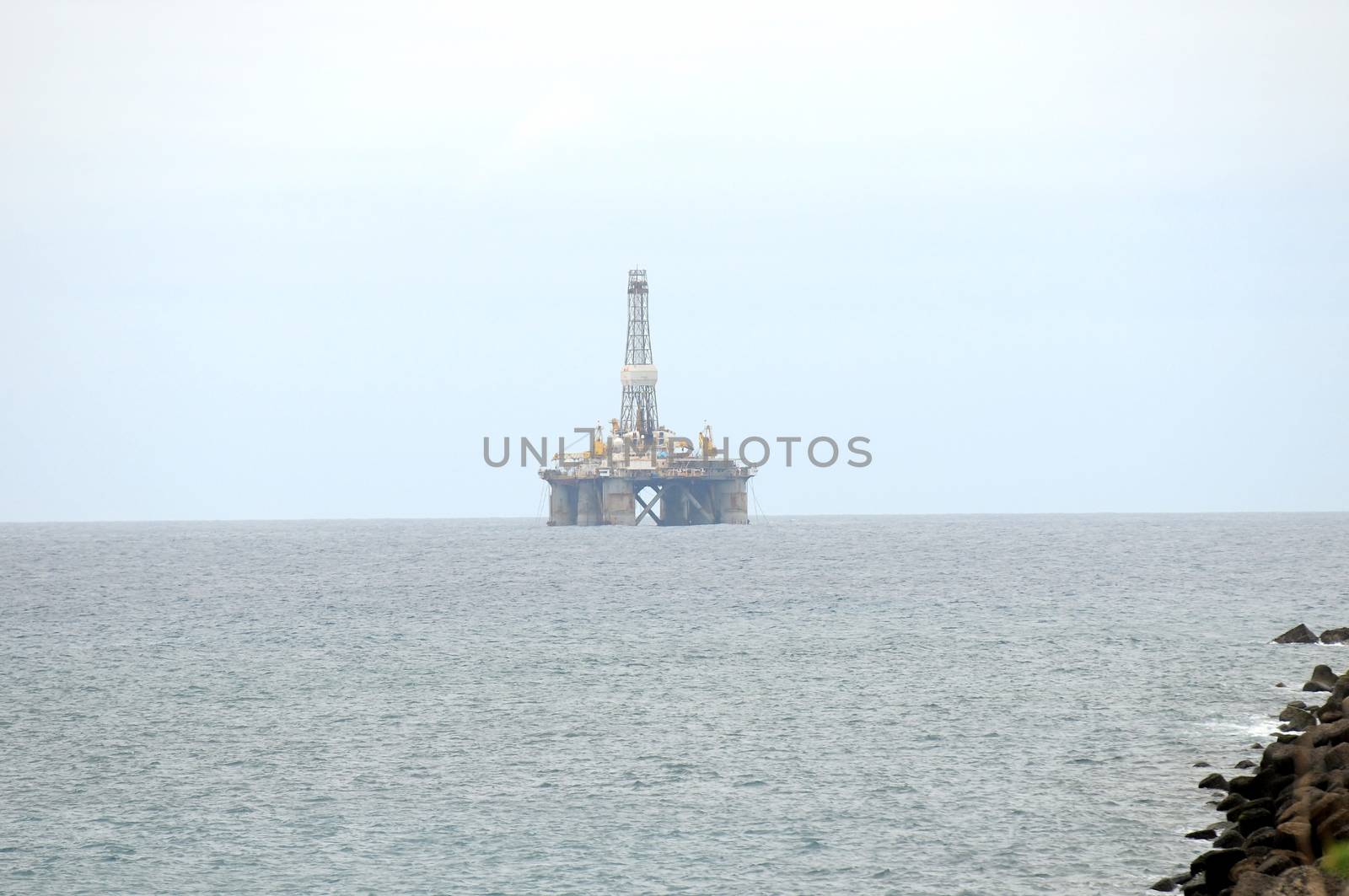 One Oil Platform in the Atlantic Ocean, in Canary Islands, Spain