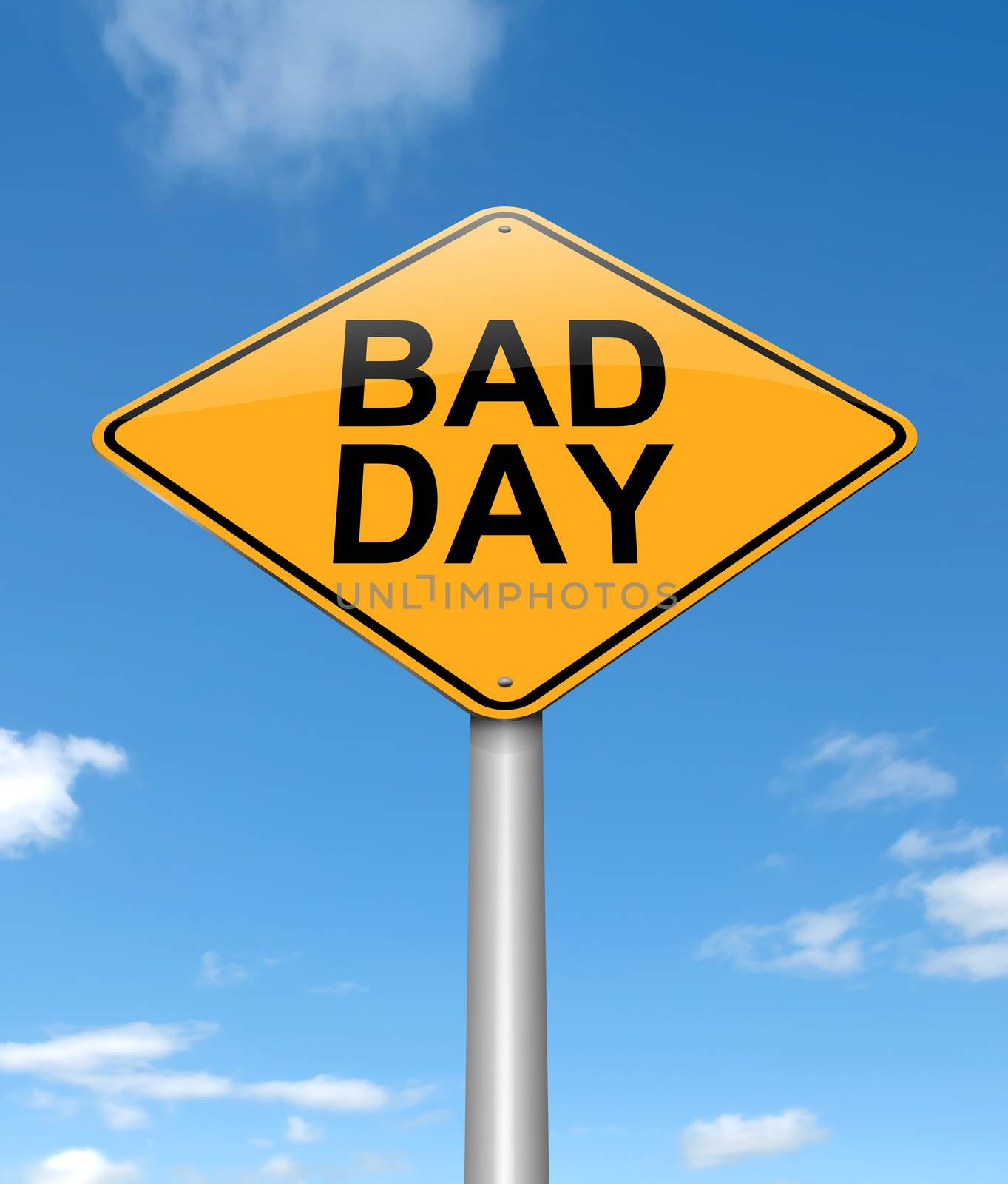 Illustration depicting a sign with a bad day concept.