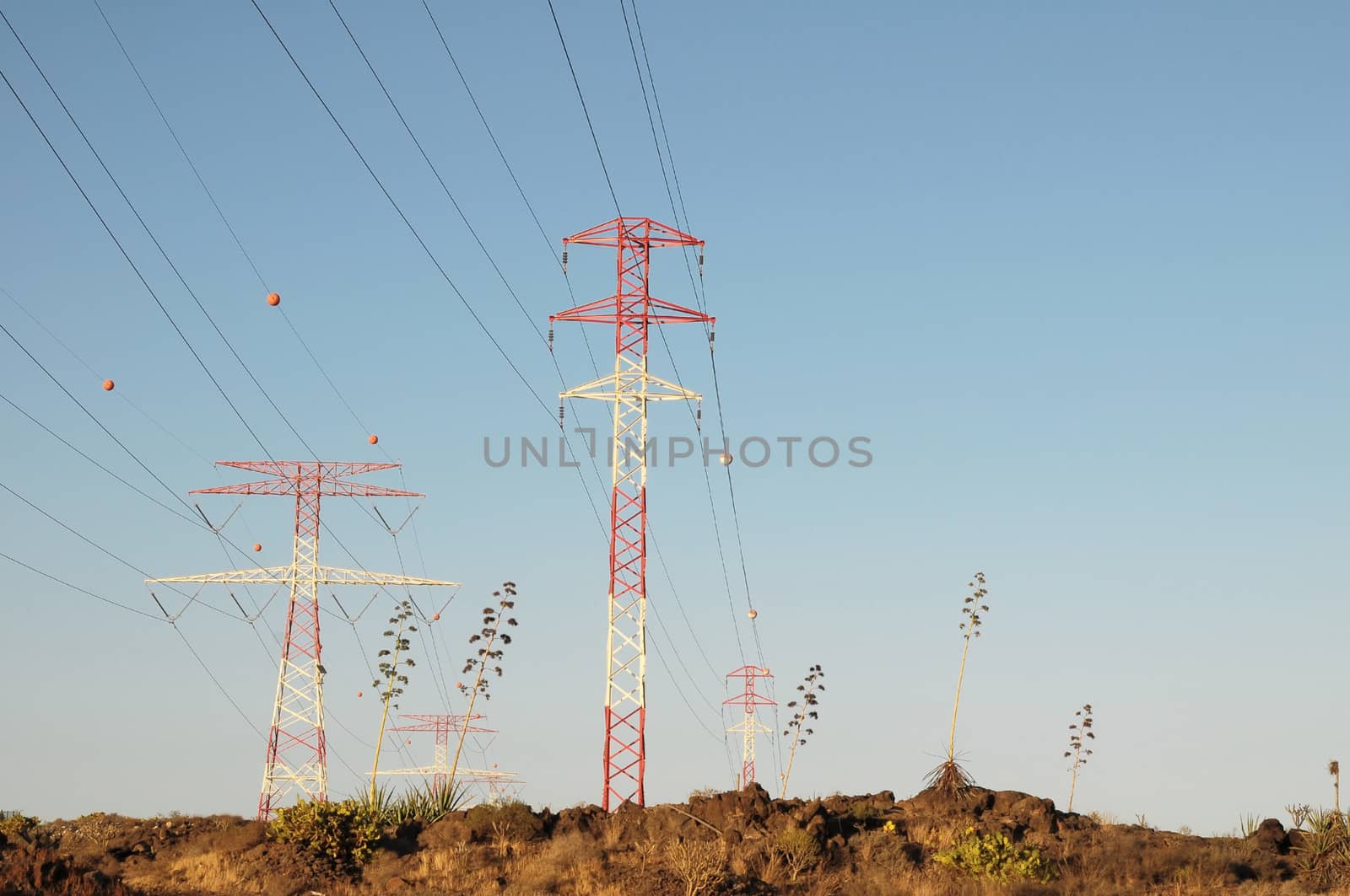 Electricity Pole over a Blue Sky in Spain