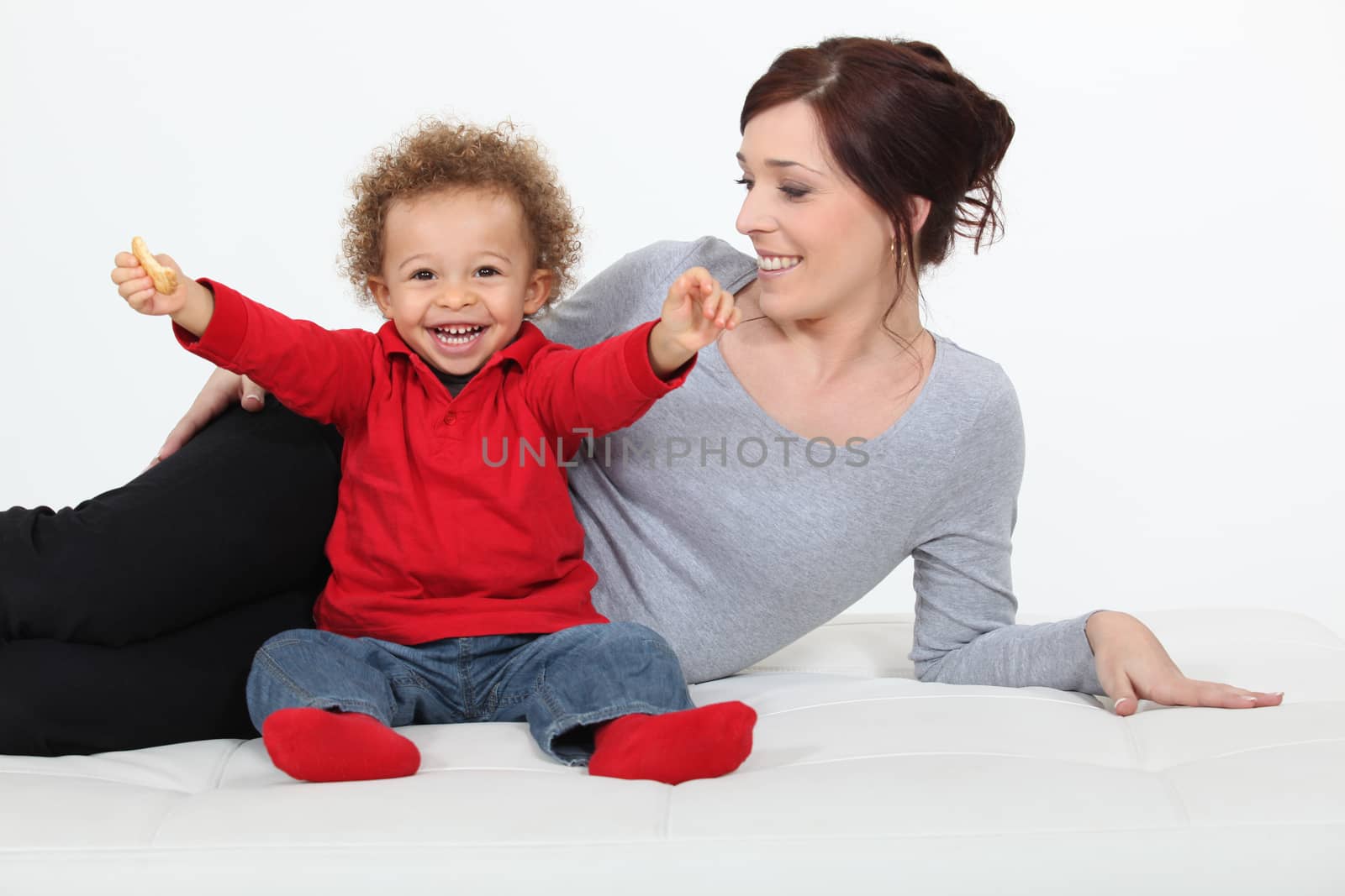 happy mother with mixed-race child