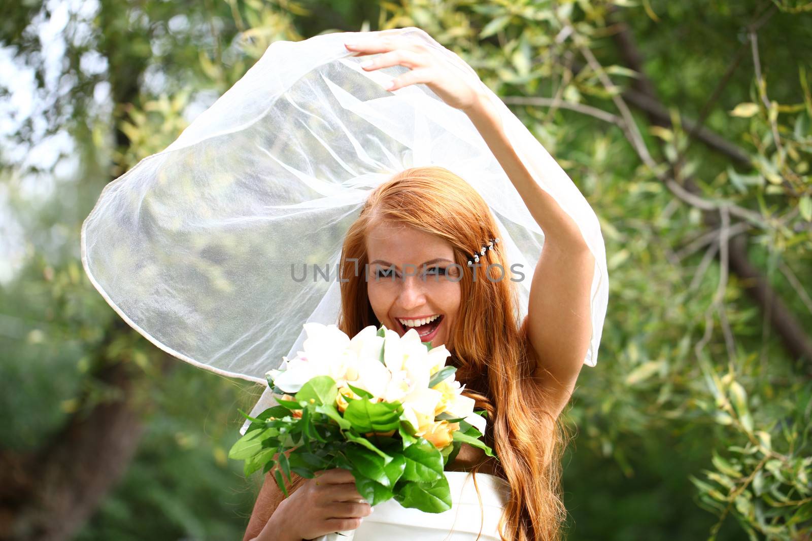 Beautiful red hair bride wearing wedding dress by andersonrise