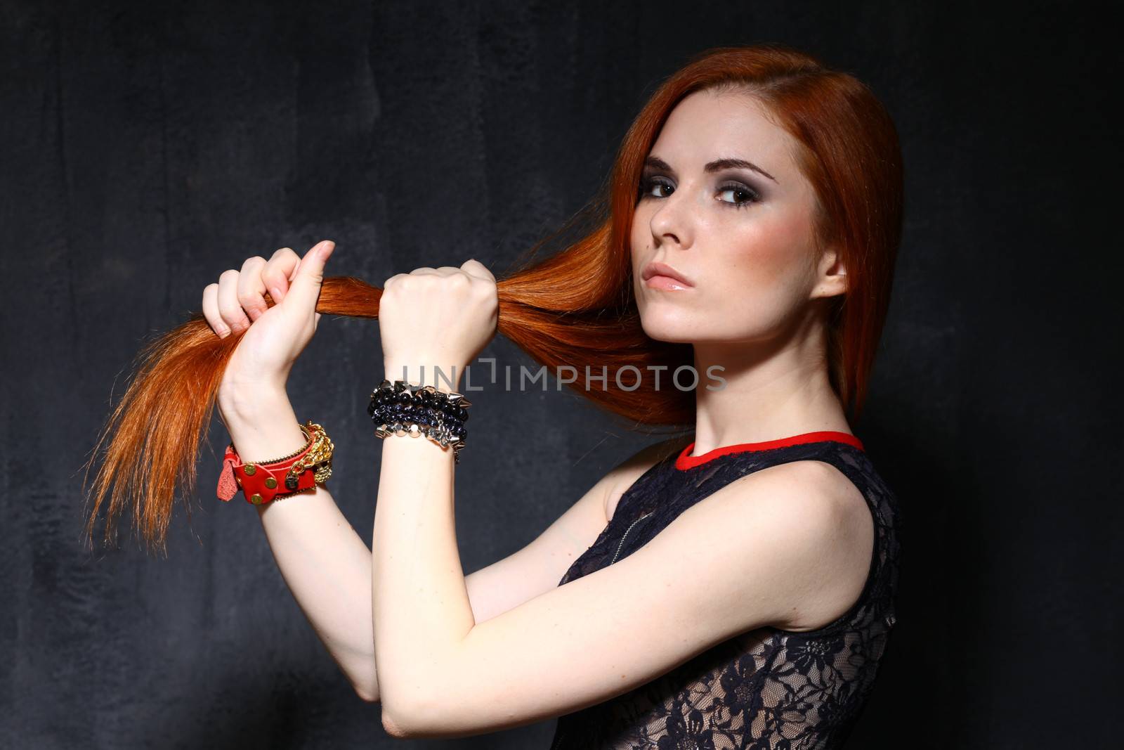 Young beautiful woman in studio