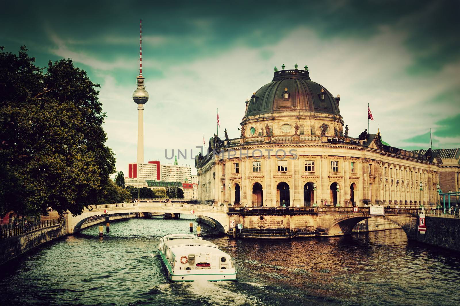 The Bode Museum on the Museum Island in Berlin, Germany. Retro, vintage style