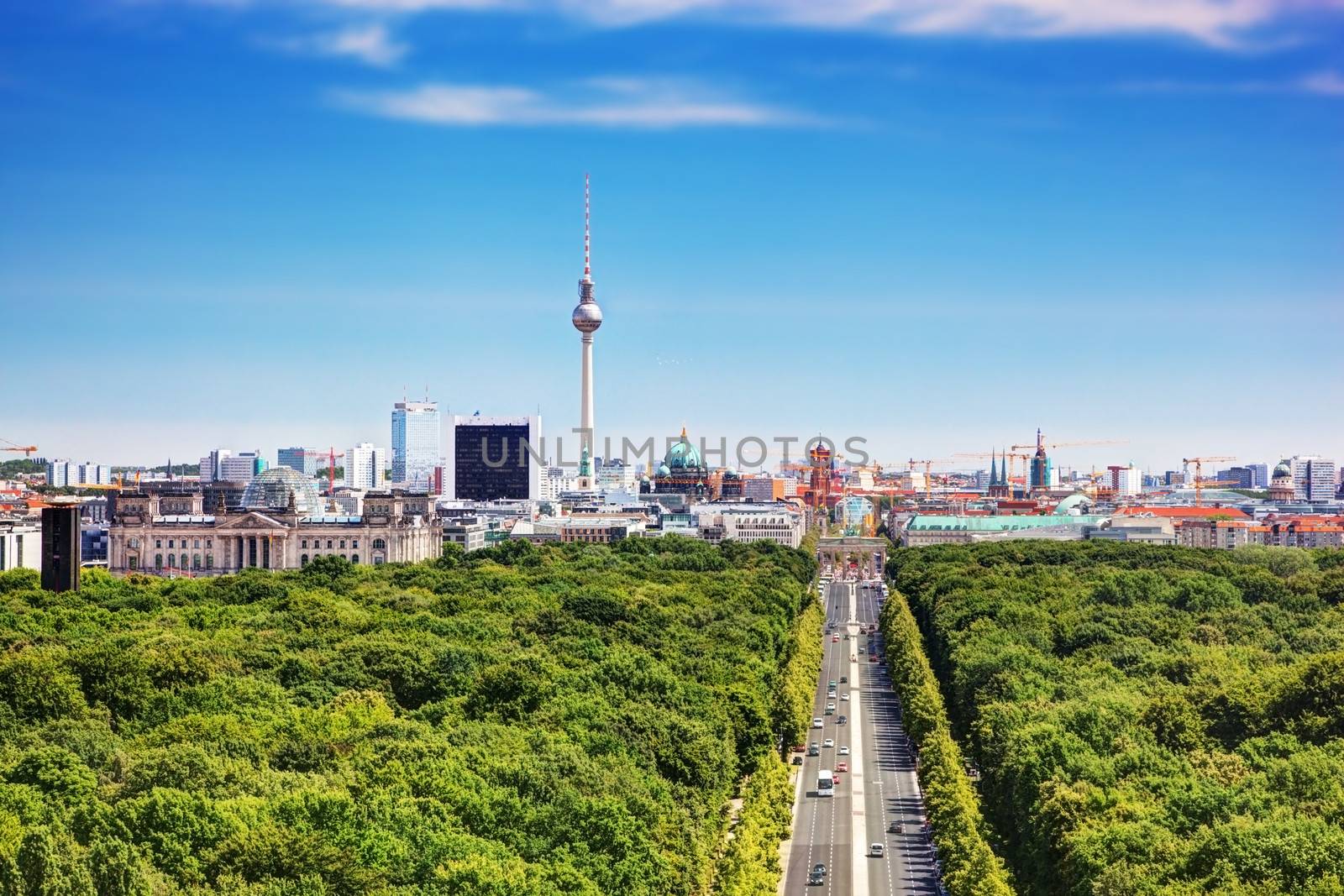 Berlin panorama. Berlin TV Tower and major landmarks by photocreo