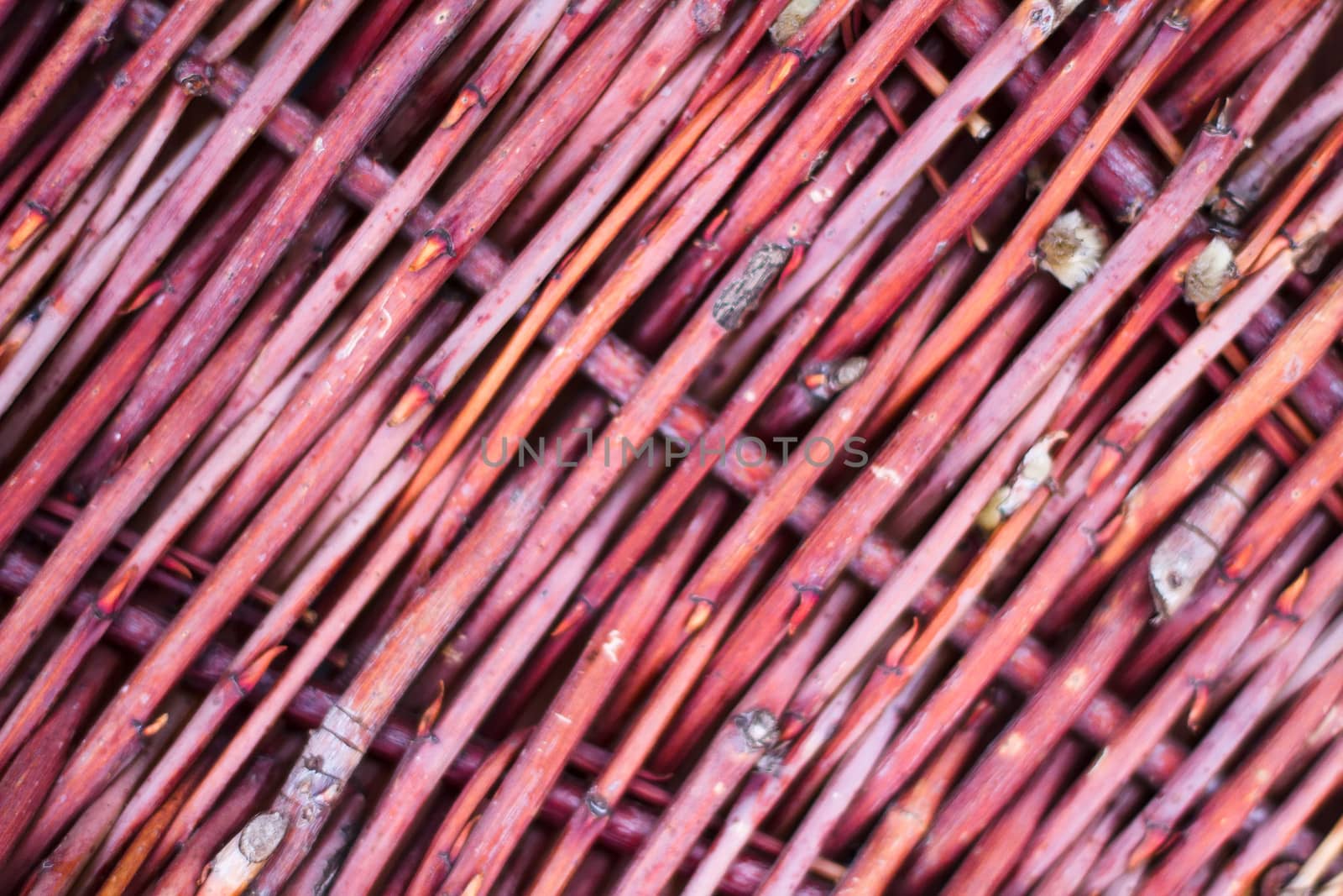 close up of a willow wattle fence
